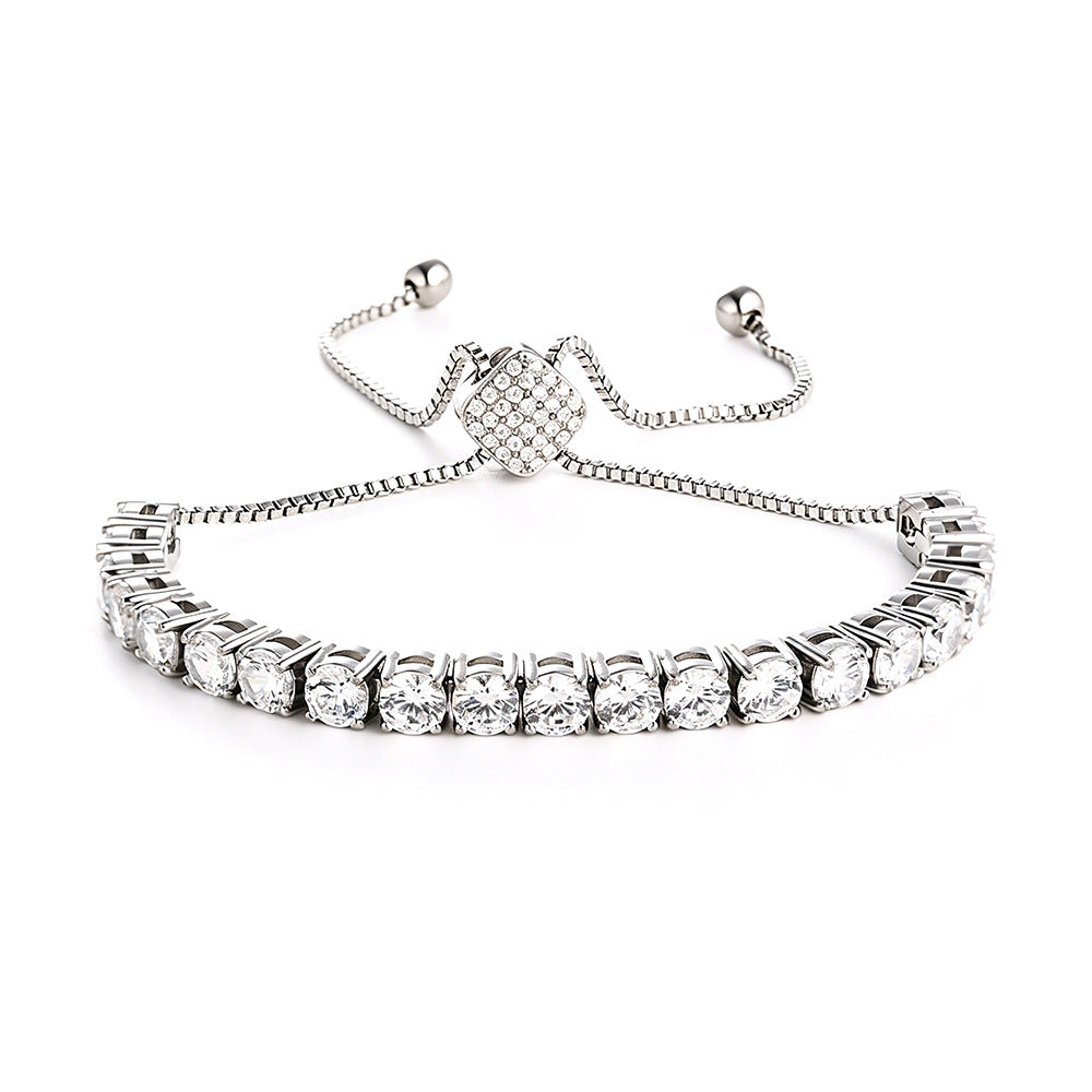 Square Pavé Clasp Adjustable Tennis Bracelet