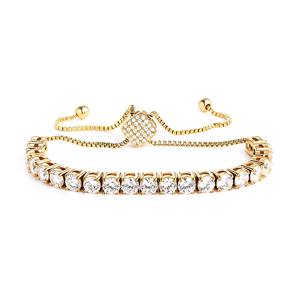 Square Pavé Clasp Adjustable Tennis Bracelet