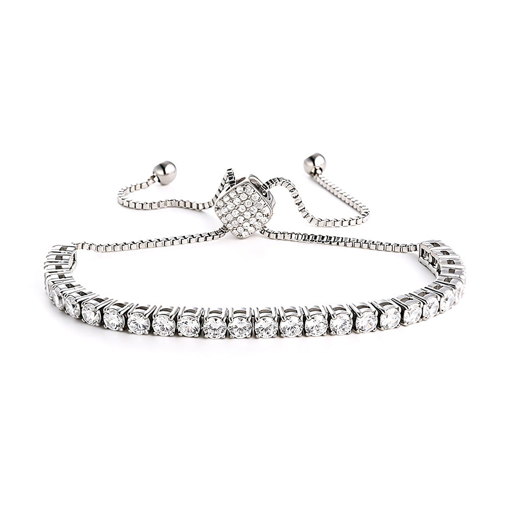 Square Pavé Clasp Adjustable Tennis Bracelet