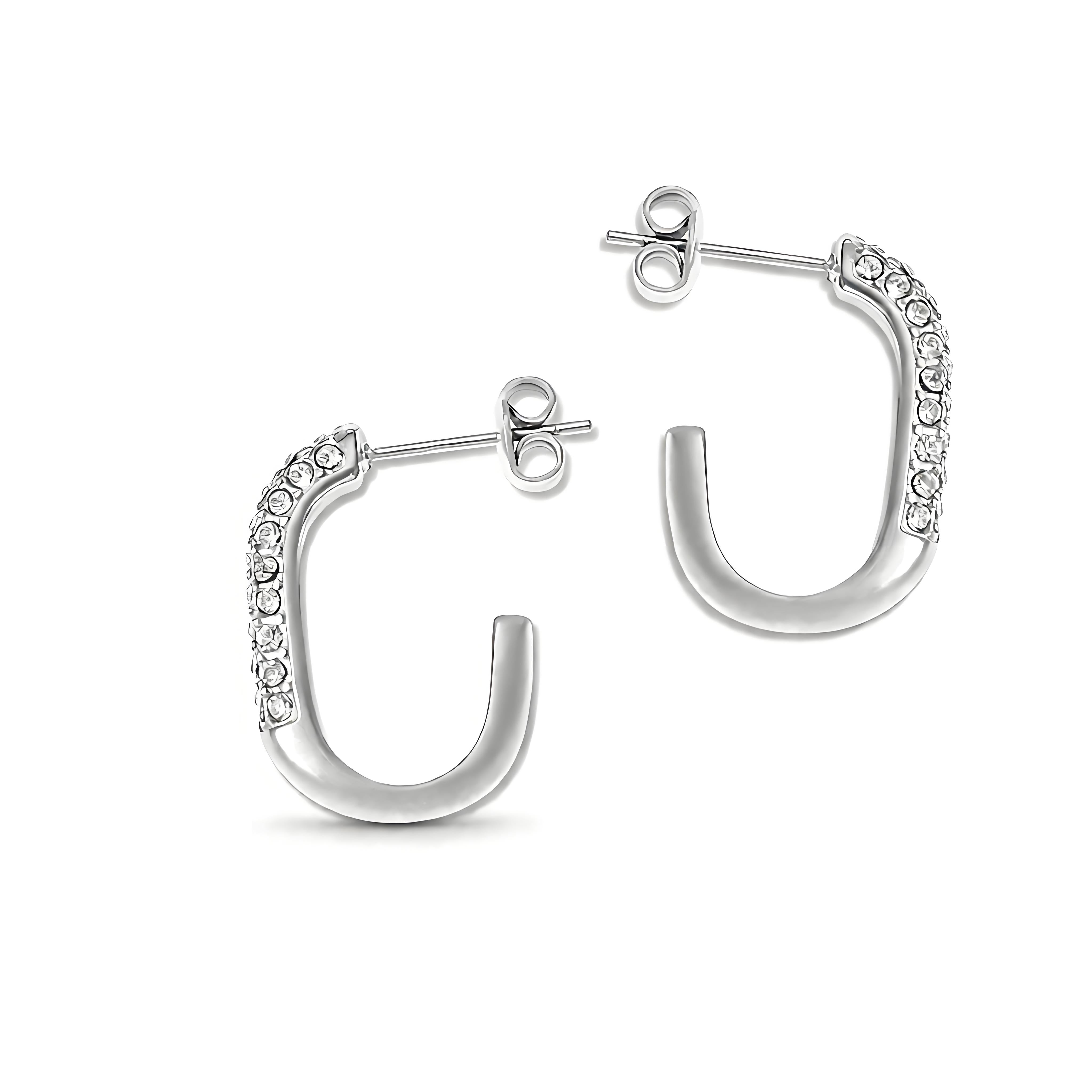 Paved Open C Hoop Earring