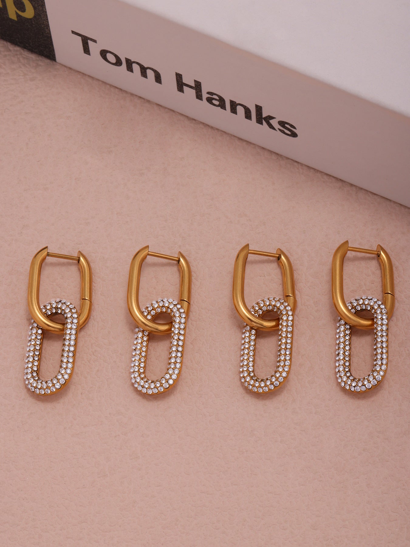 Paved Paperclip Hoop Earrings