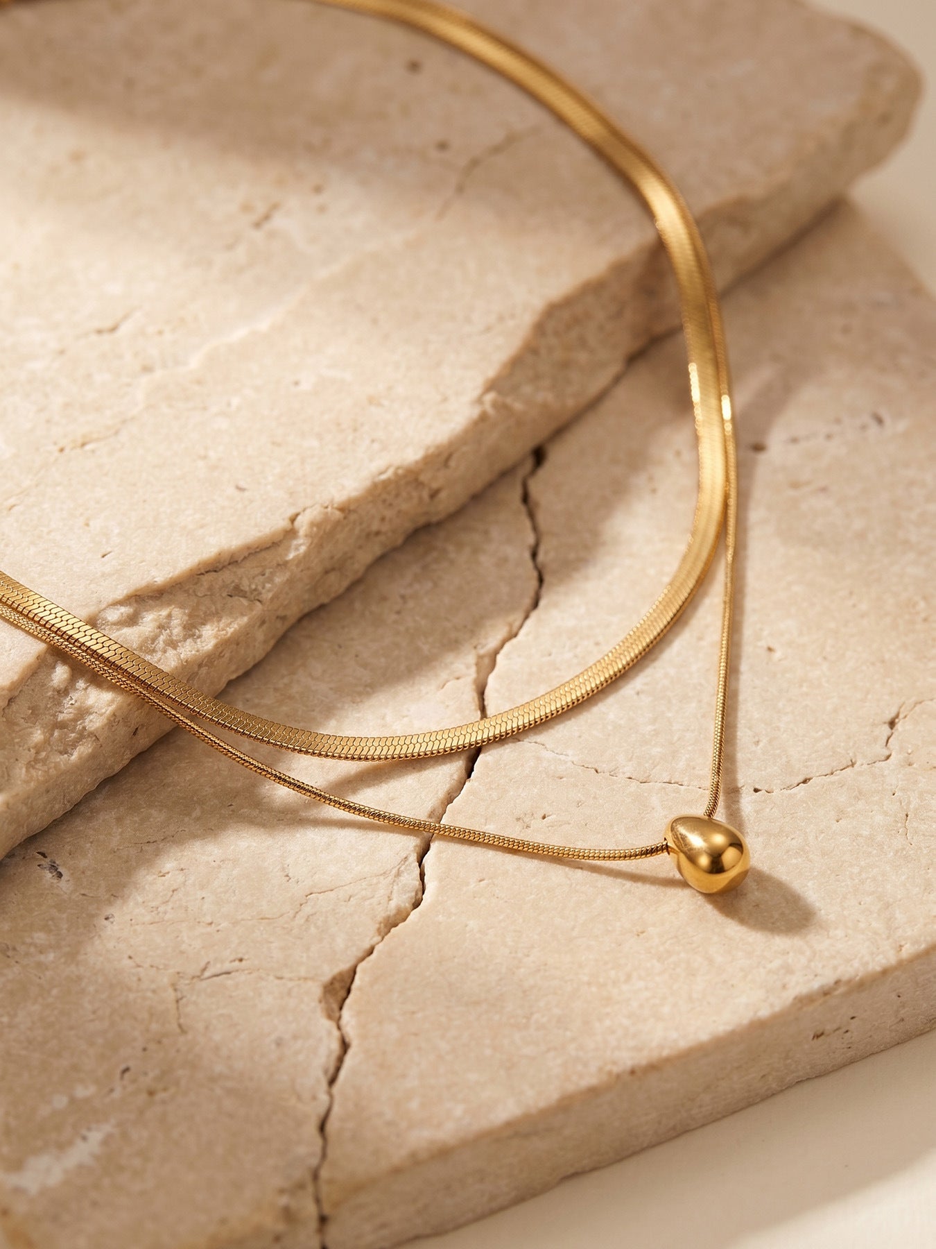 Teardrop Double Snake Chain Necklace