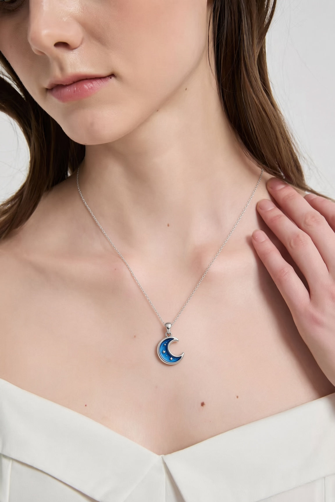Moonix Enamel Crescent Moon Necklace