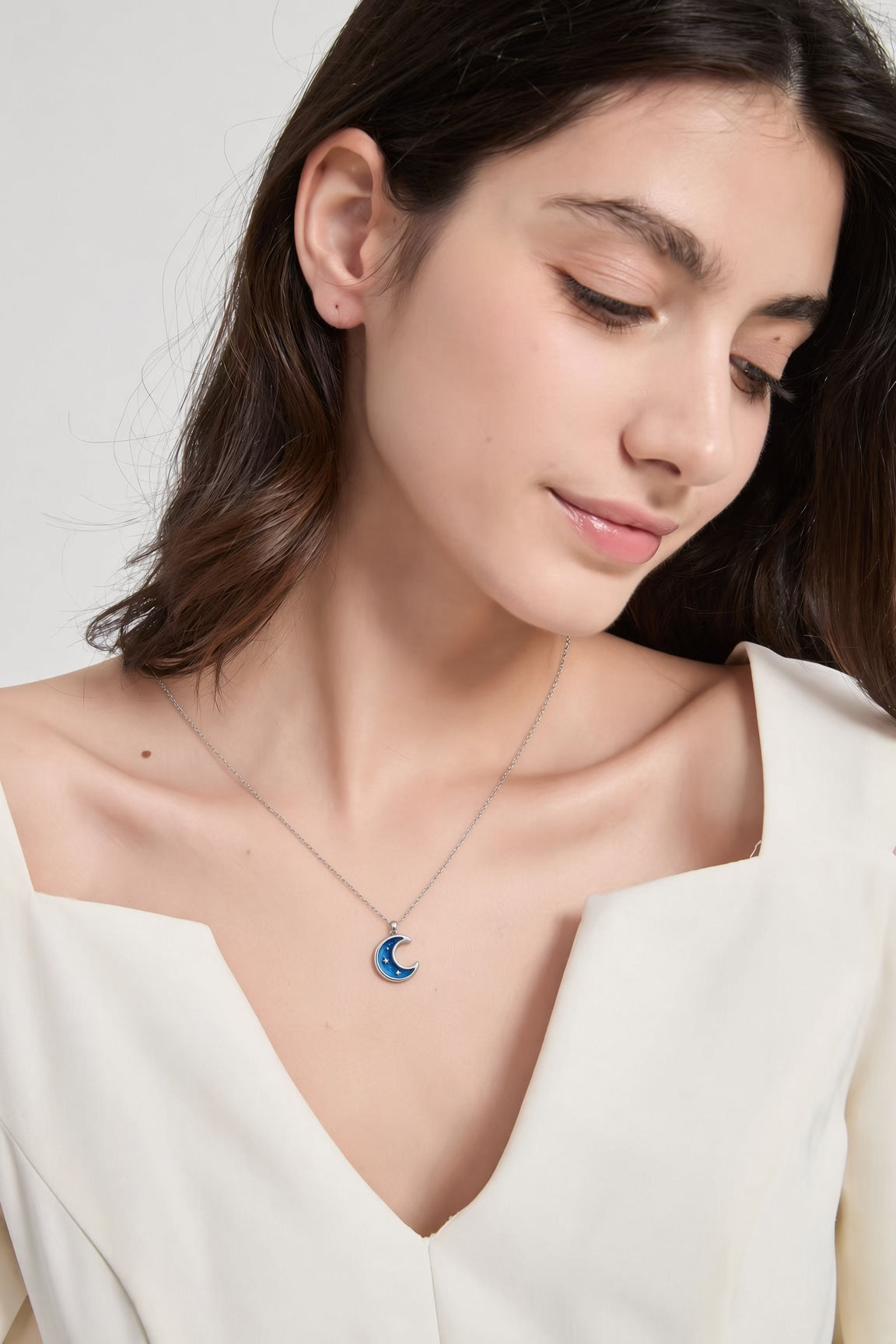 Moonix Enamel Crescent Moon Necklace