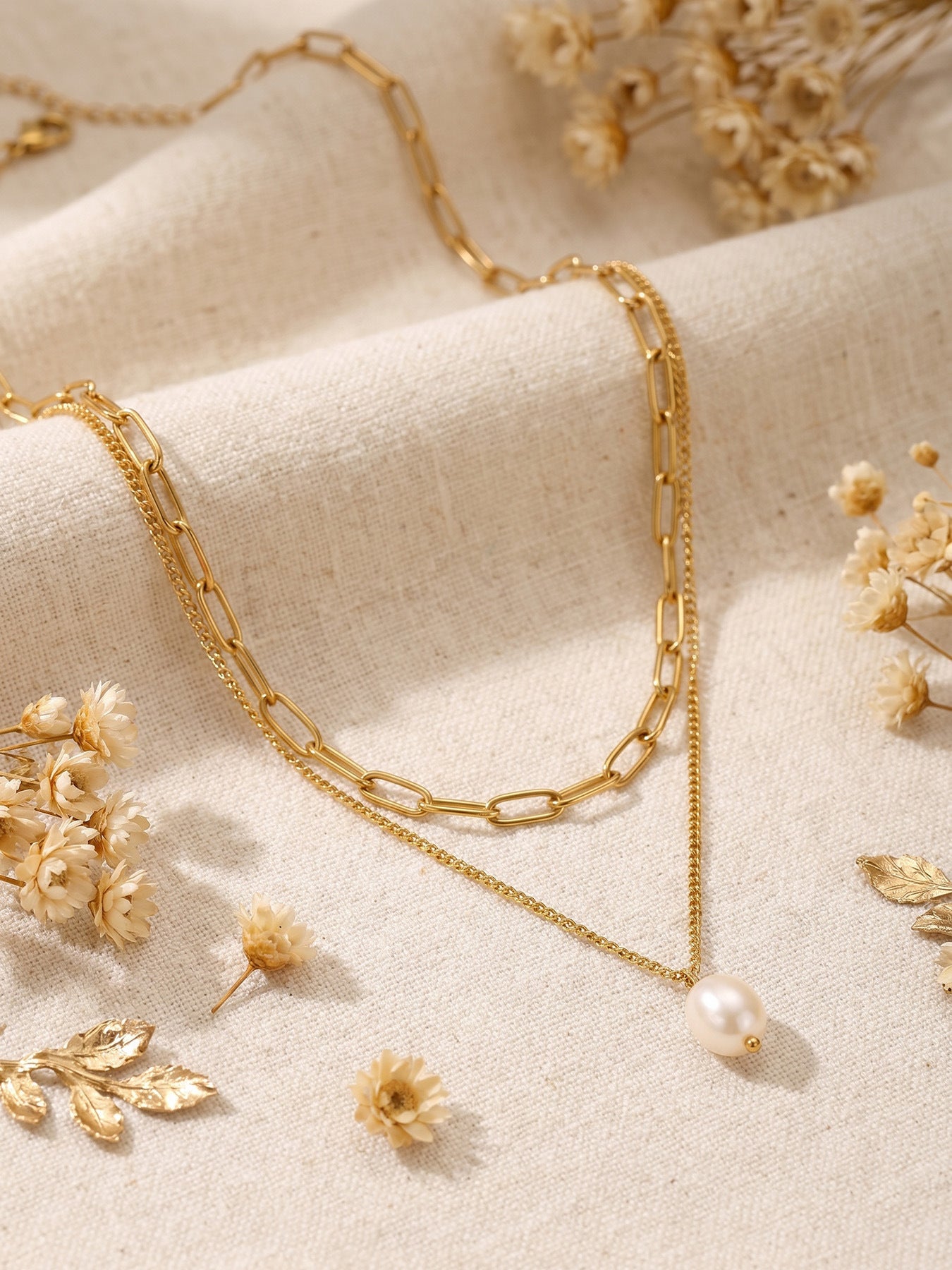 Aura Stack Pearl Necklace - Moonix