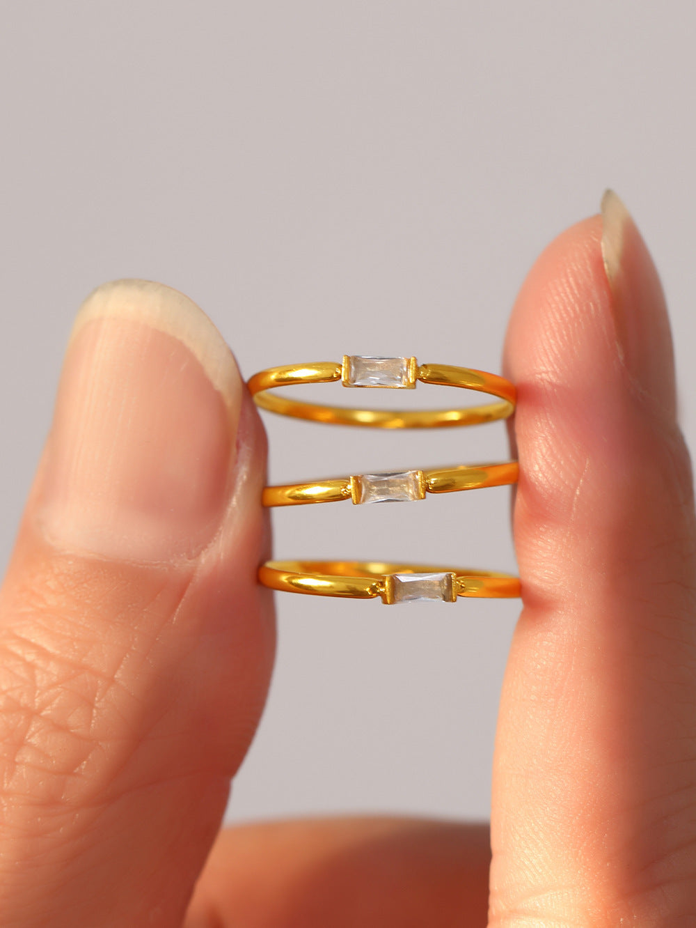 Baguette Zircon Stacking Ring - Moonix