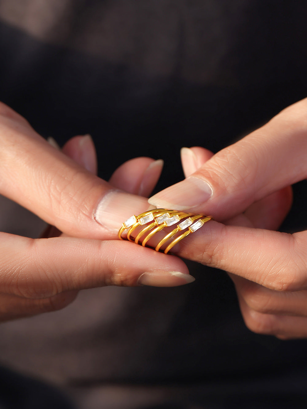 Baguette Zircon Stacking Ring - Moonix