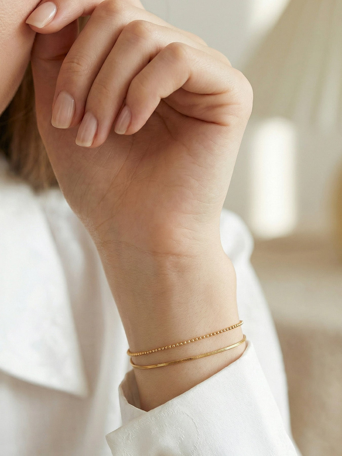 Bead & Snake Chain Bracelet - Moonix