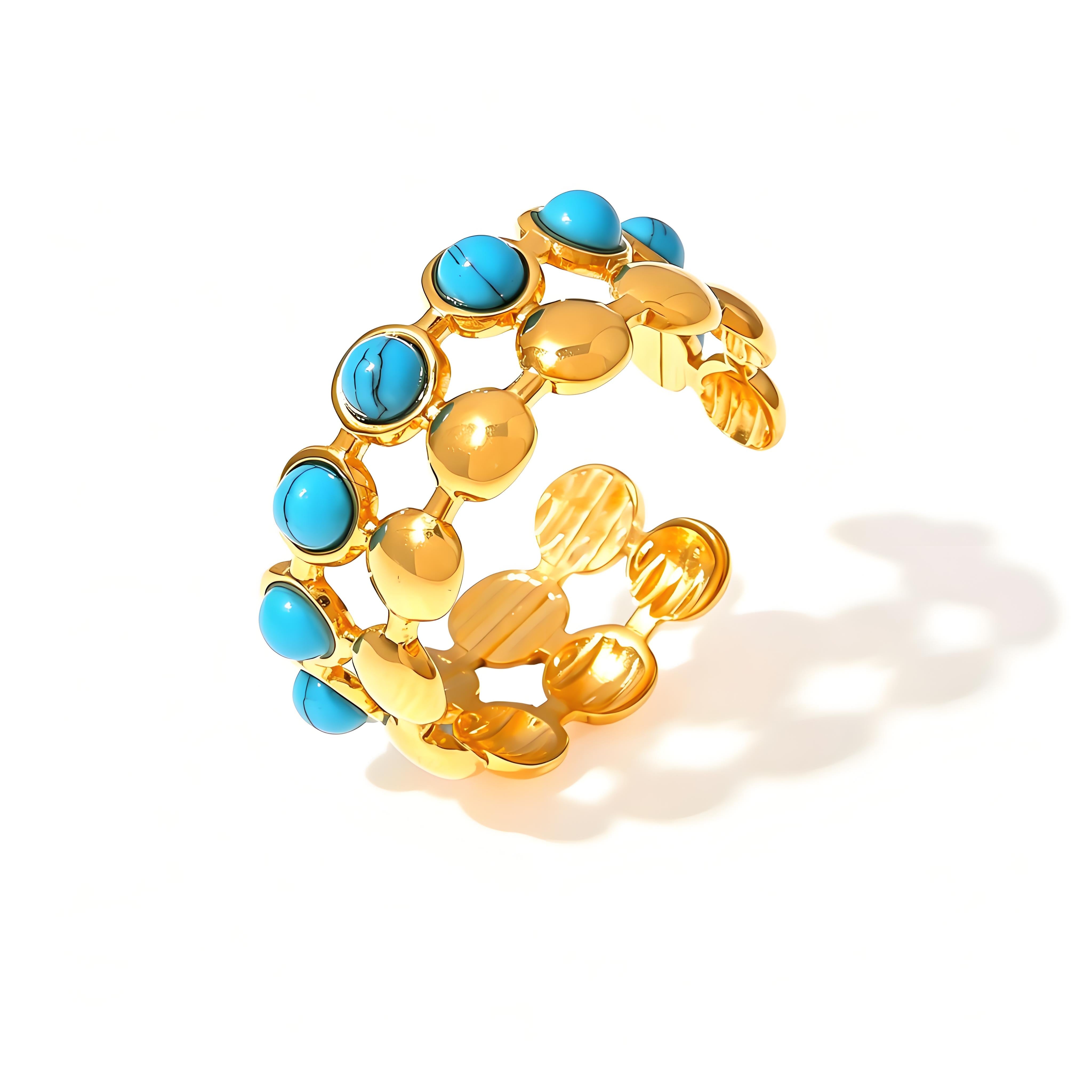 Beaded Turquoise Open Stack Ring - Moonix