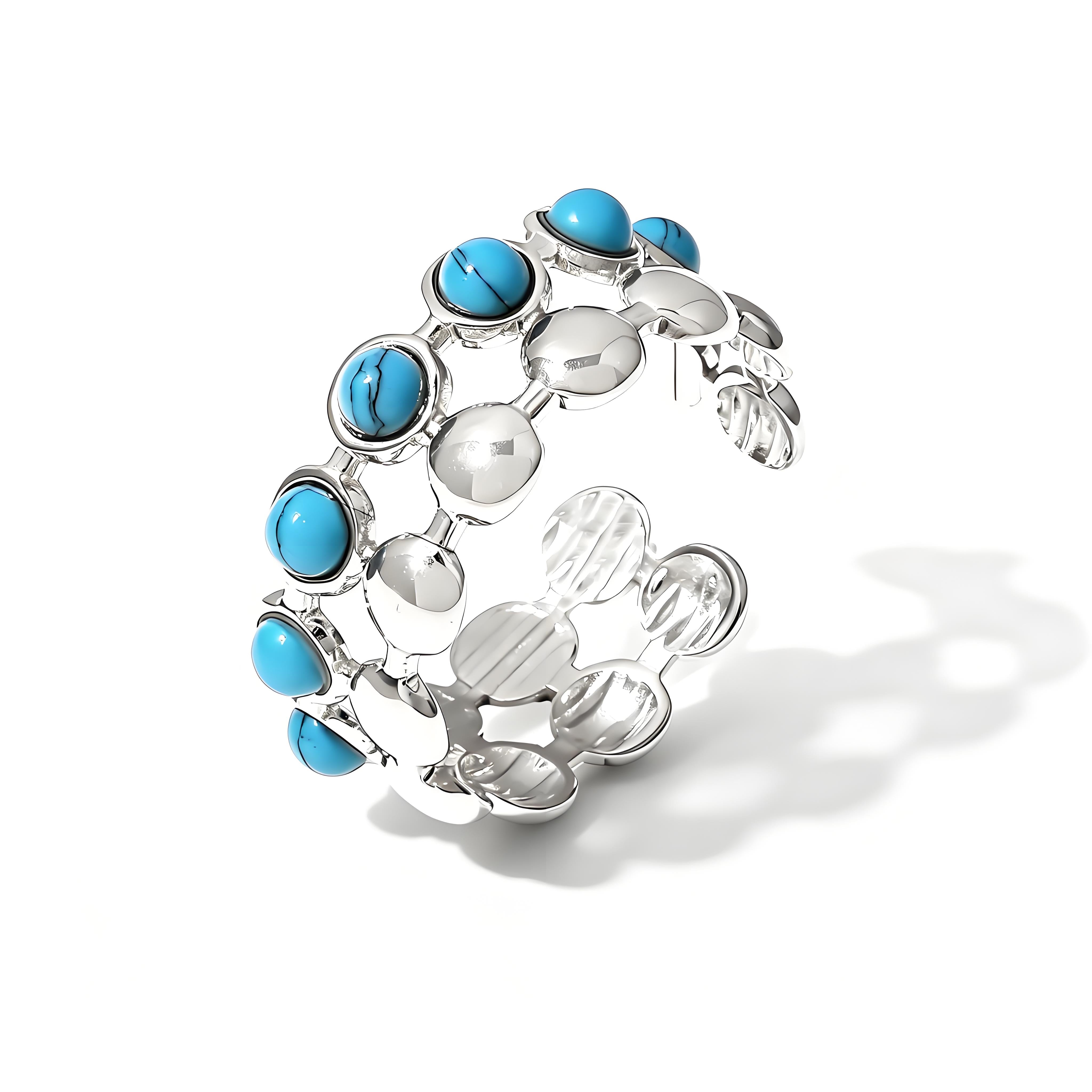 Beaded Turquoise Open Stack Ring - Moonix