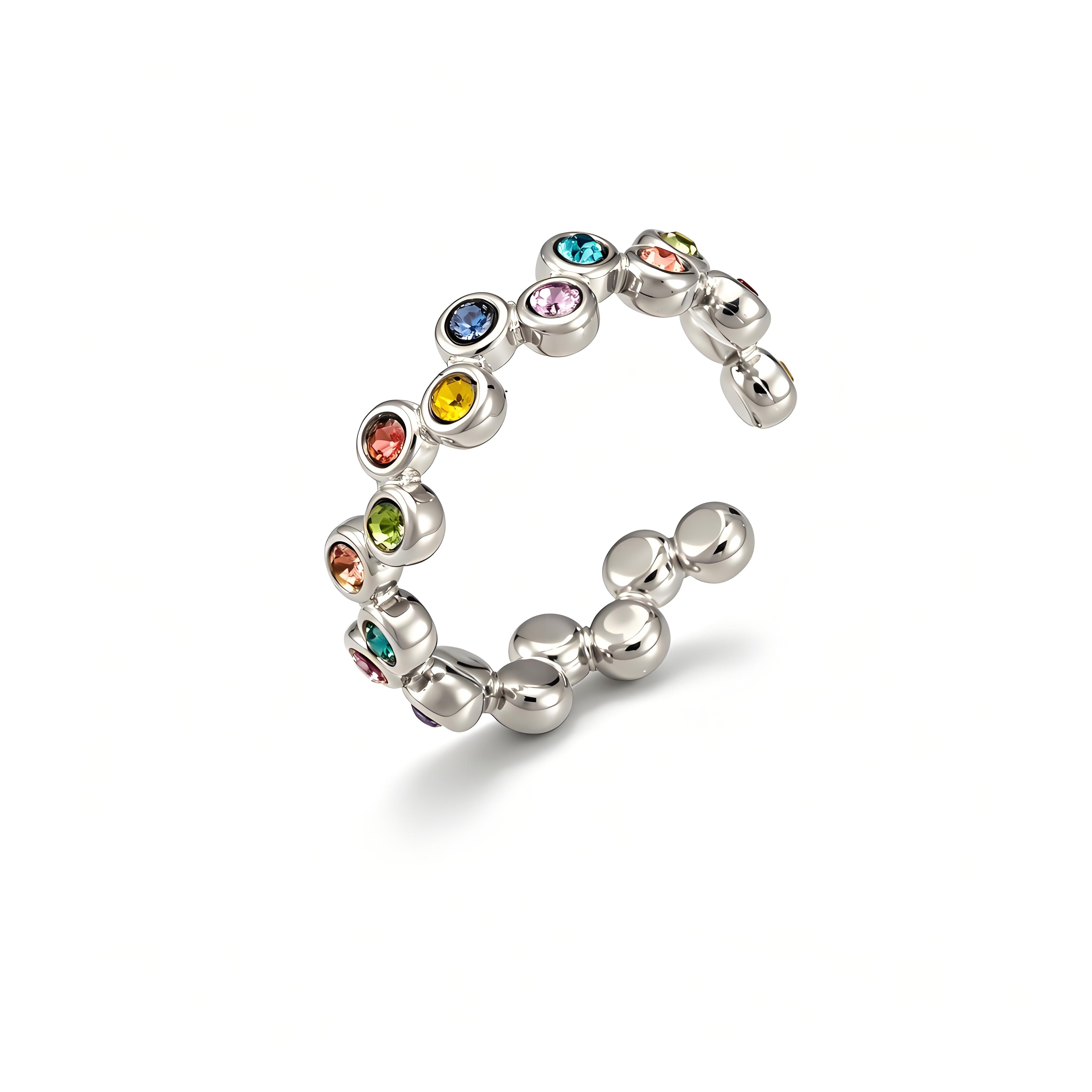 Bubble Sparkle Rainbow Open Ring - Moonix