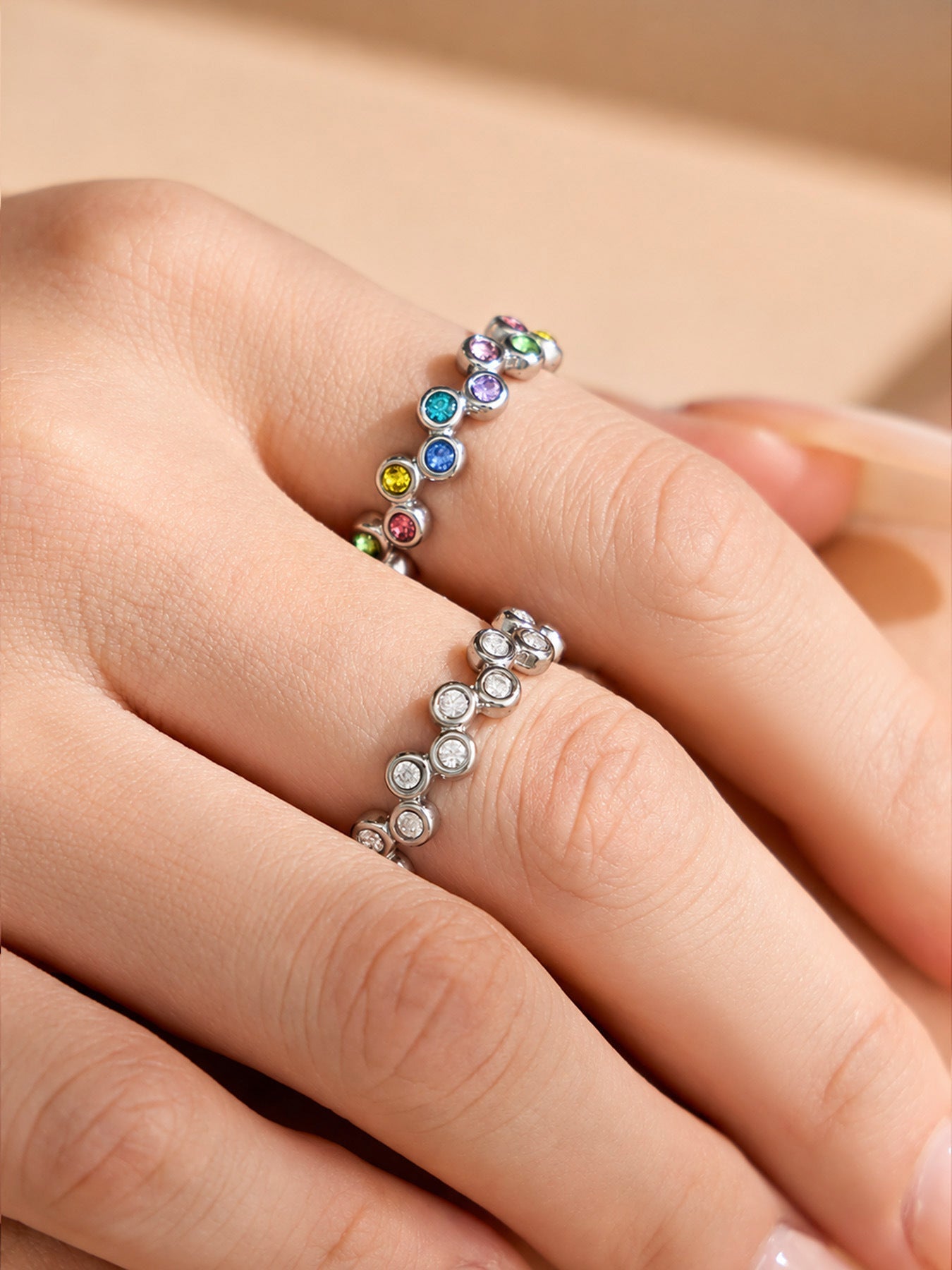 Bubble Sparkle Rainbow Open Ring - Moonix