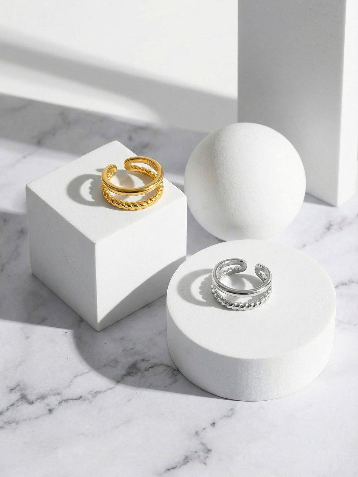 Double Twisted Open Cuff Ring - Moonix