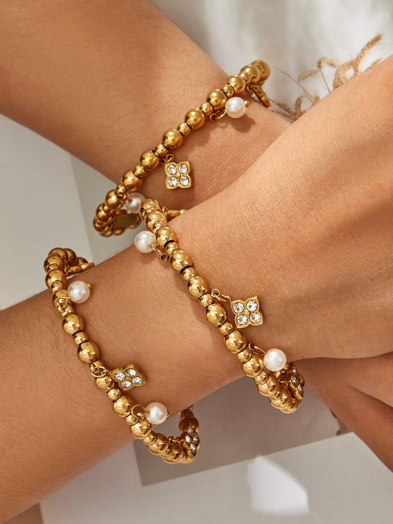 Gold Bead Fortune Bracelet - Moonix