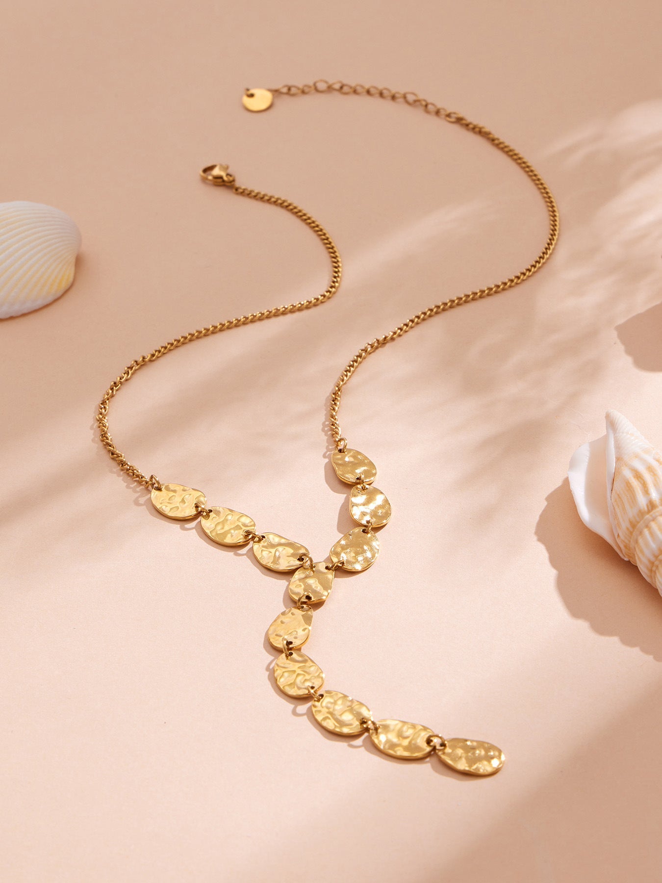 Hammered Y Drop Necklace - Moonix