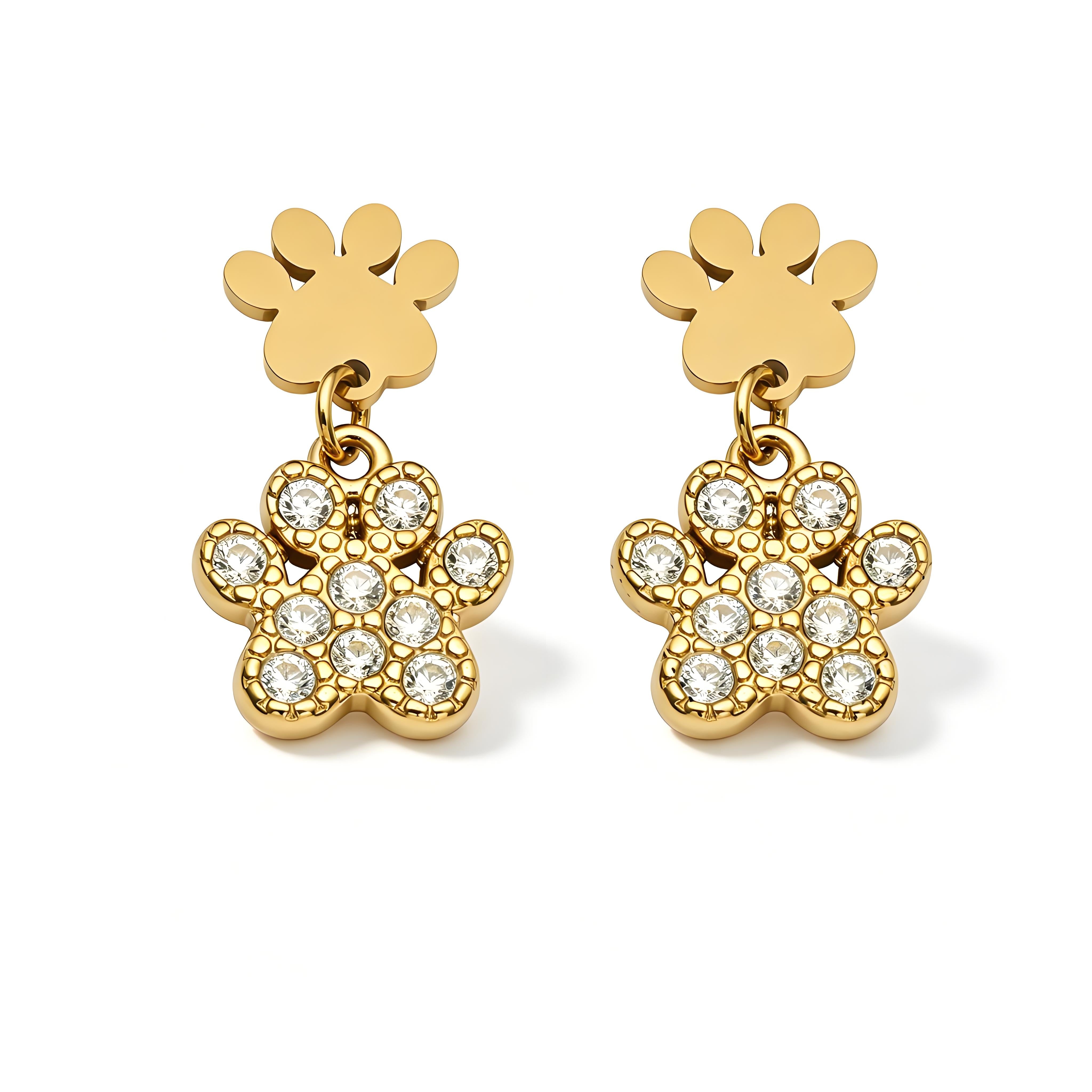 Lucky Charm Paw Print Drop Earrings - Moonix