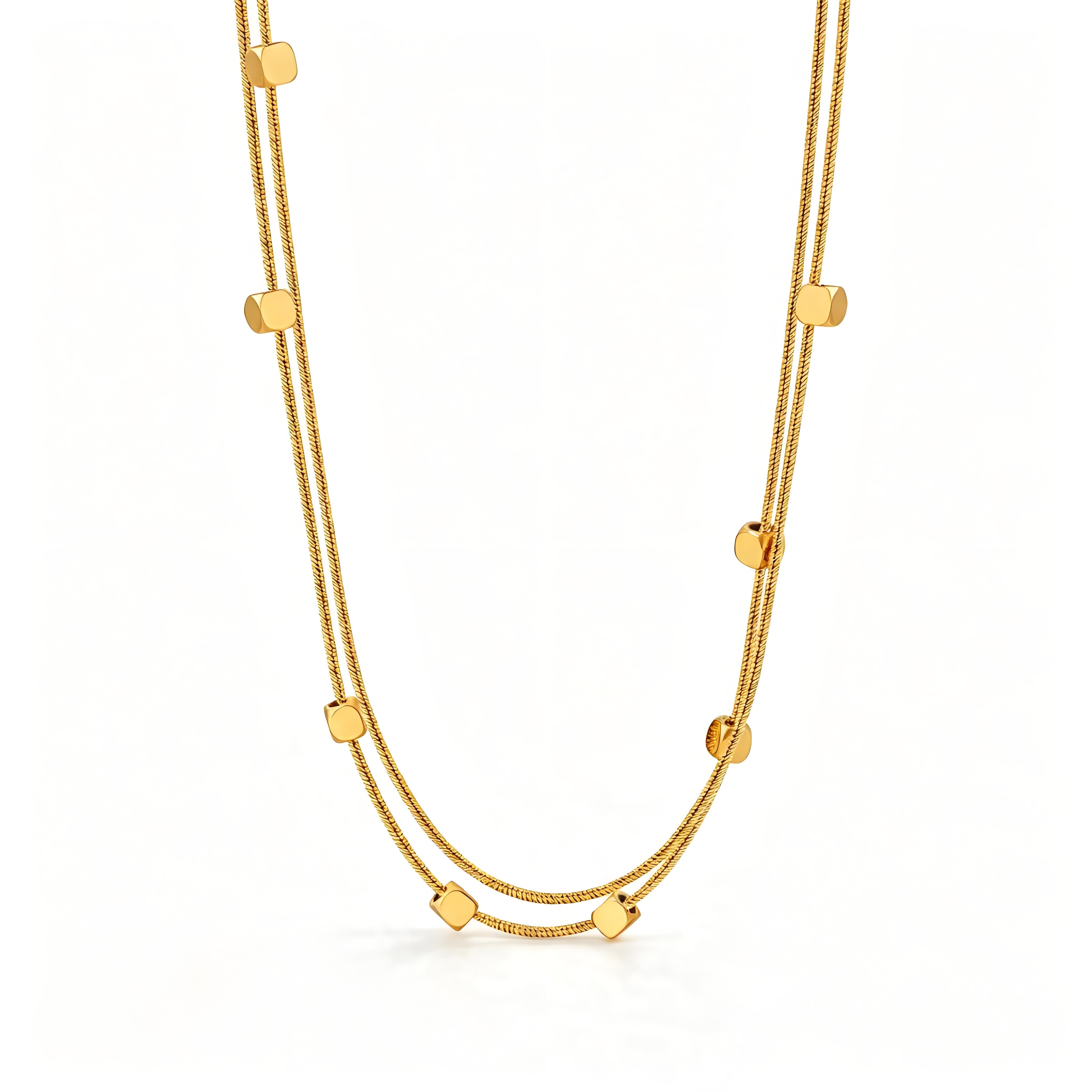 Mini Cube Double Layer Necklace - Moonix