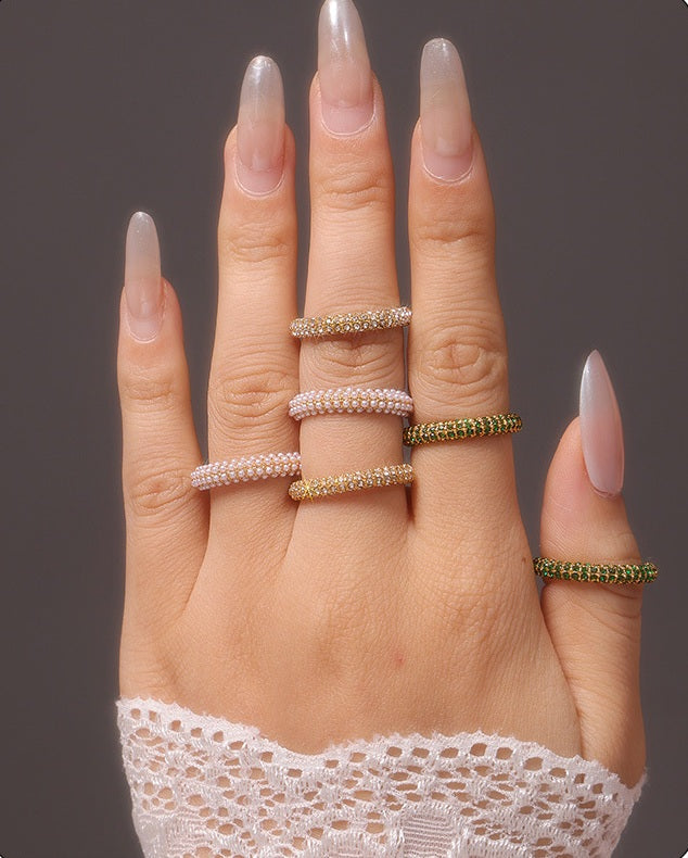 Pavé Stacking Pearl Ring - Moonix
