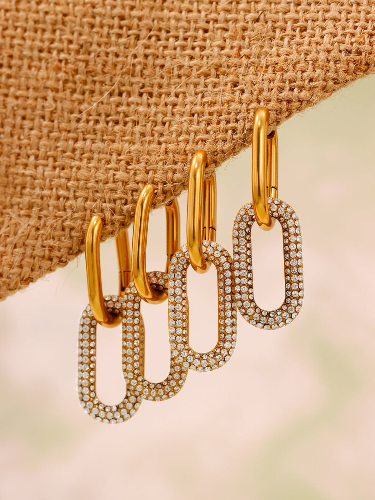 Paved Paperclip Hoop Earrings - Moonix