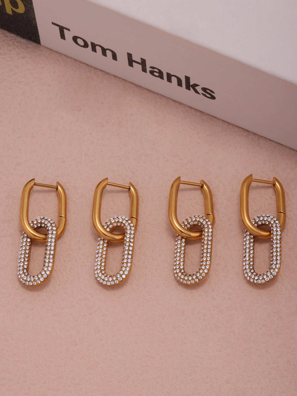 Paved Paperclip Hoop Earrings - Moonix