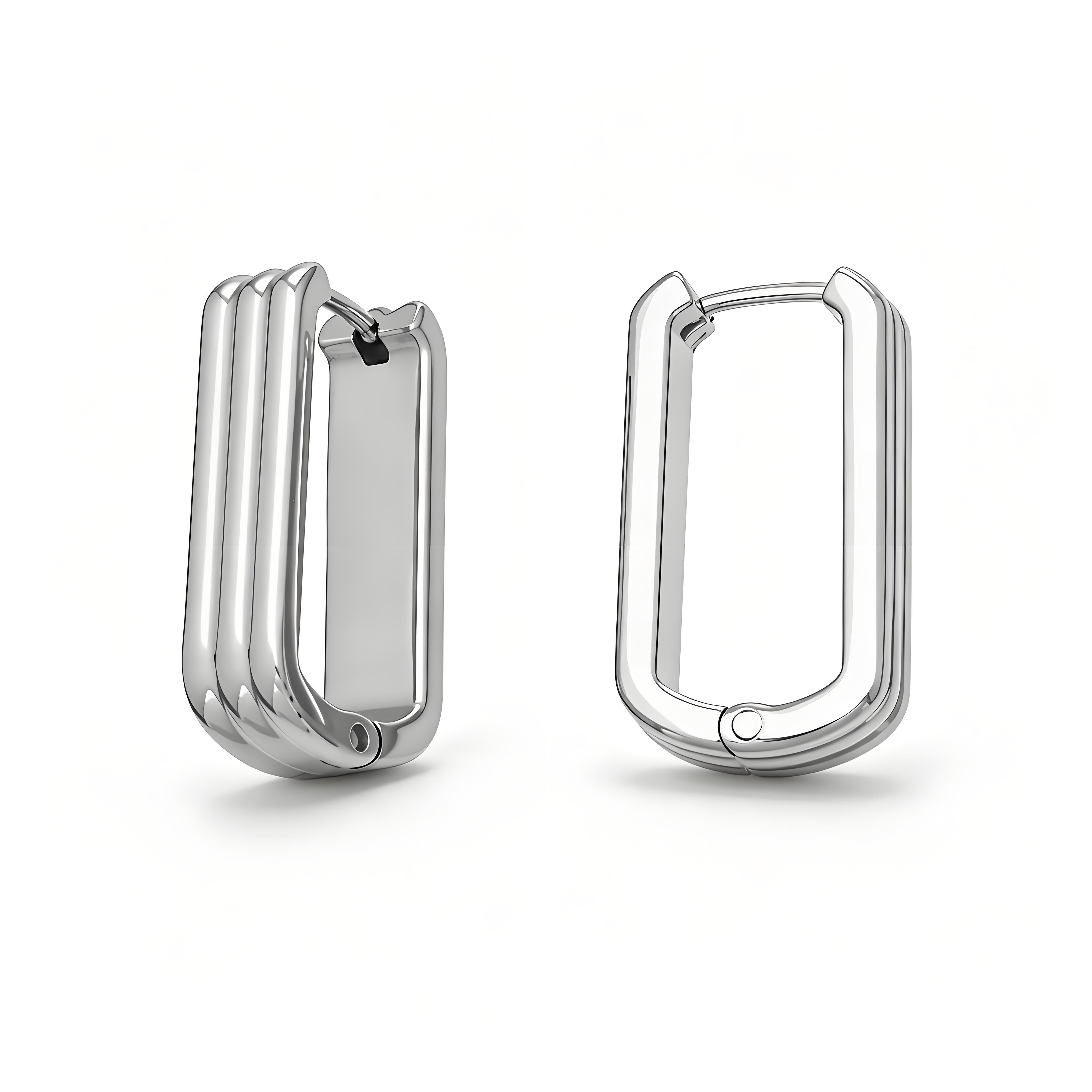 Ribbon Tier Rectangle Hoop Earrings - Moonix