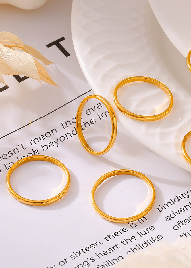 Slim Hammered Band Ring - Moonix