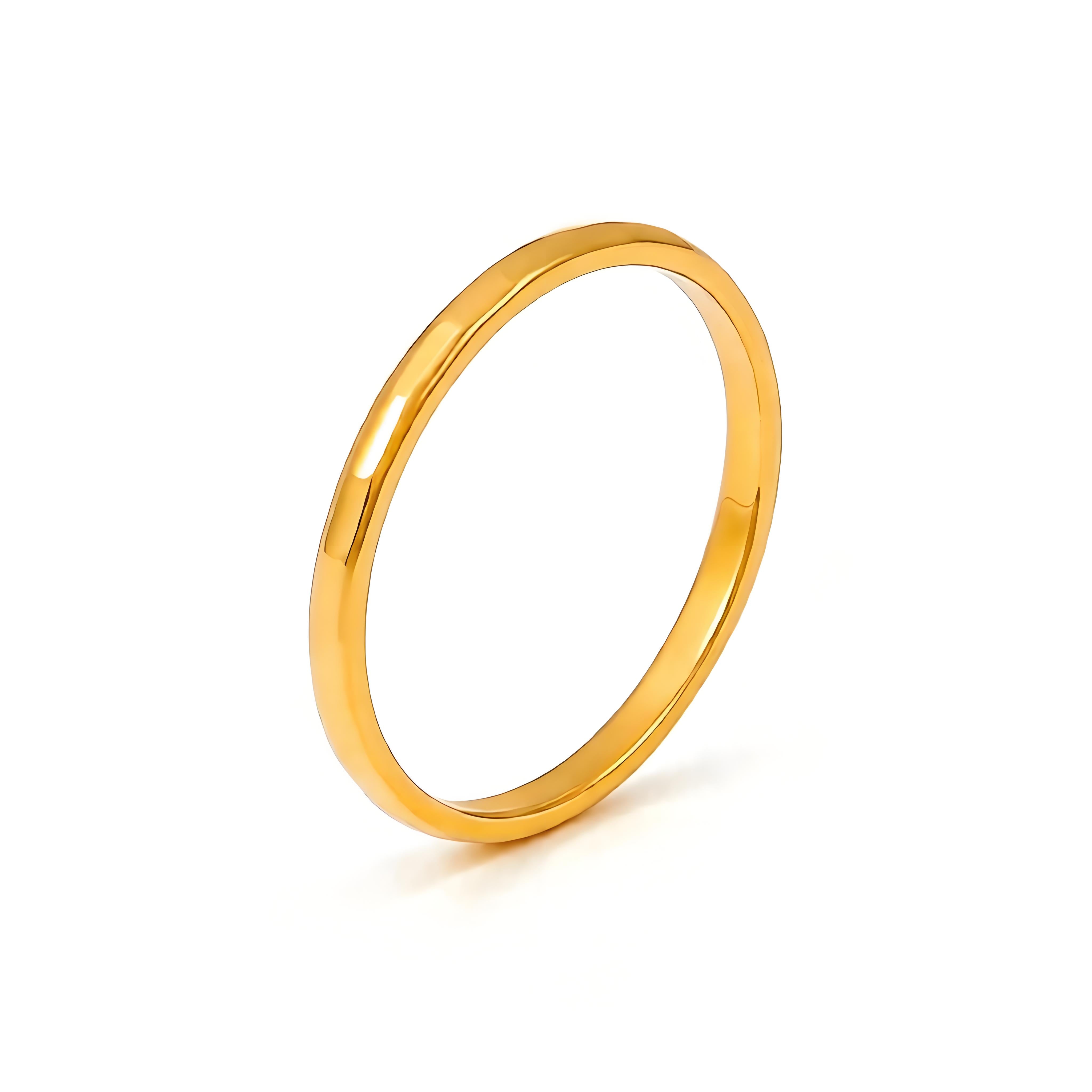 Slim Hammered Band Ring - Moonix