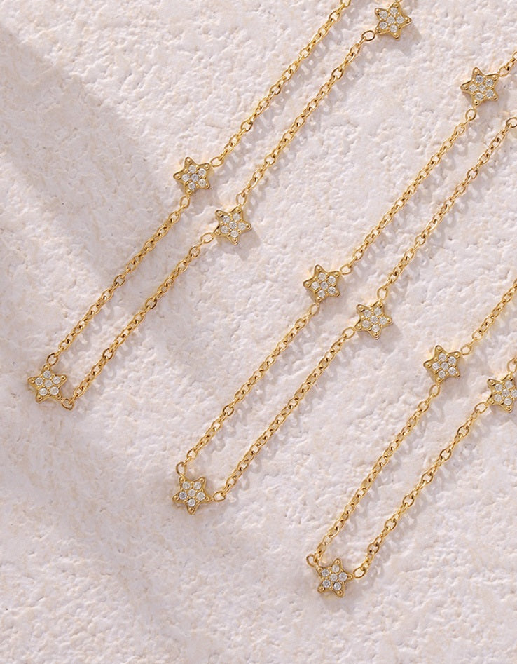Star Zircon Station Necklace - Moonix