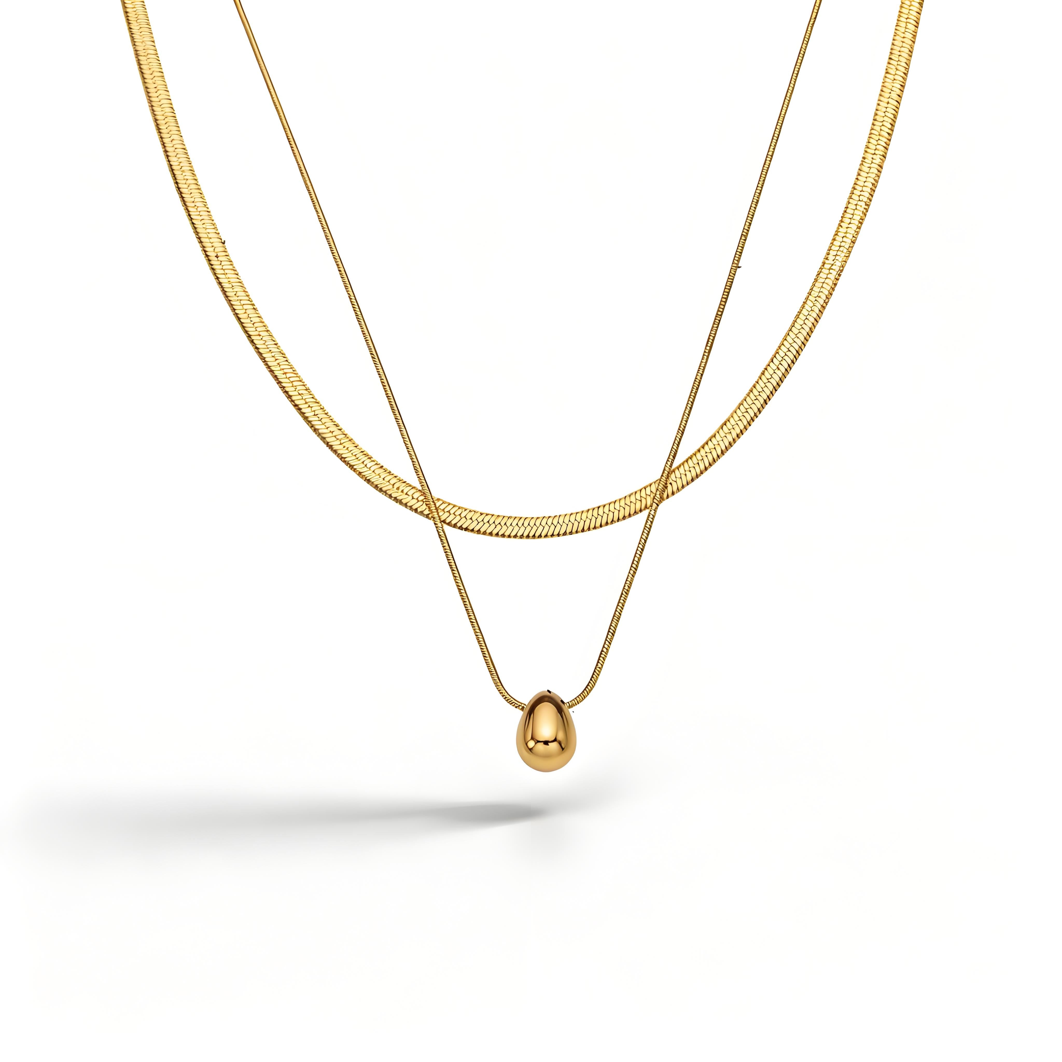 Teardrop Double Snake Chain Necklace - Moonix
