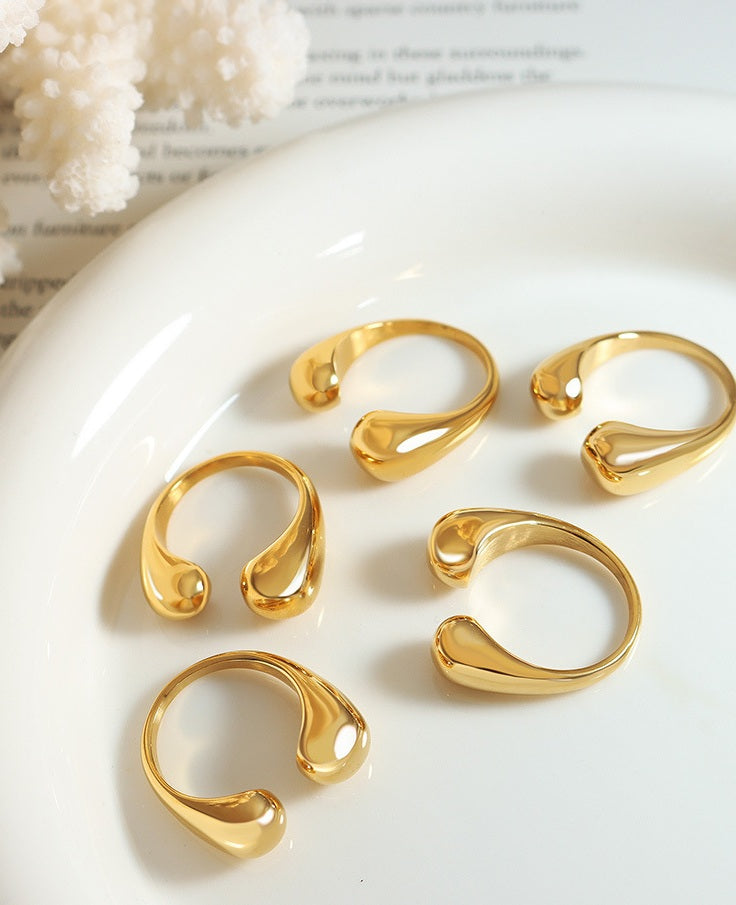Teardrop Open Cuff Ring - Moonix