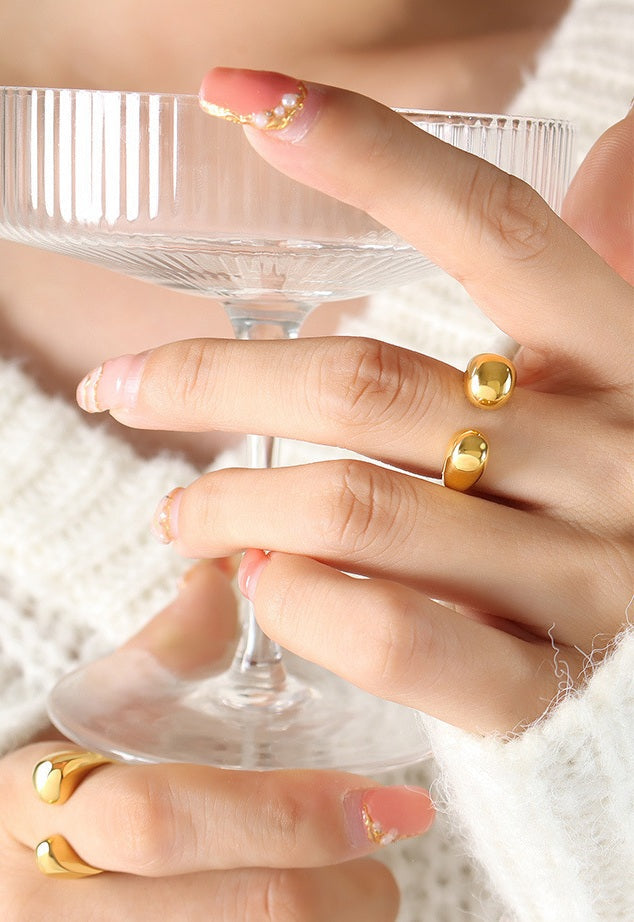 Teardrop Open Cuff Ring - Moonix