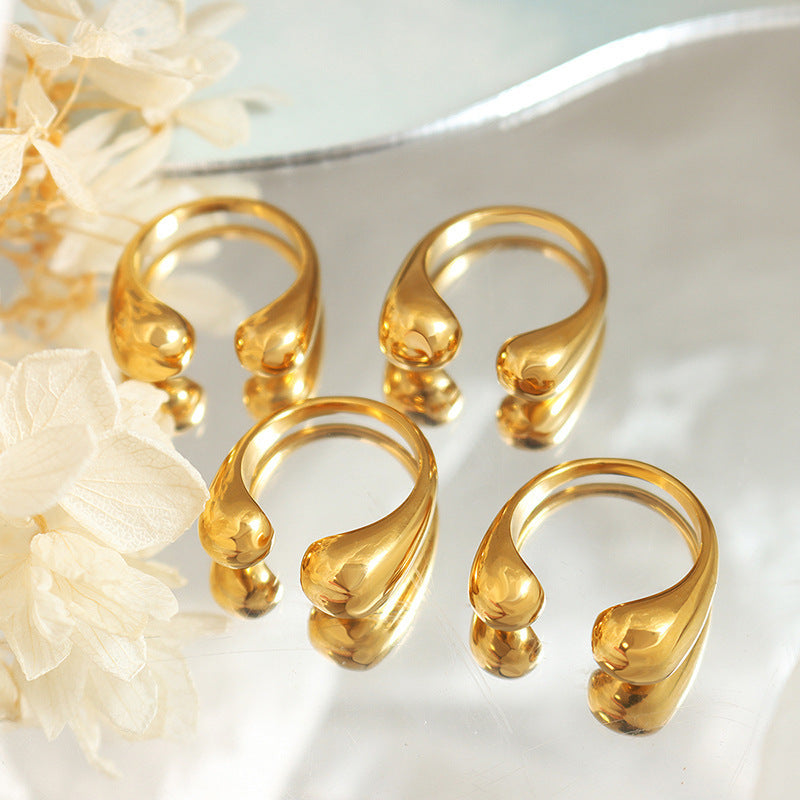 Teardrop Open Cuff Ring - Moonix