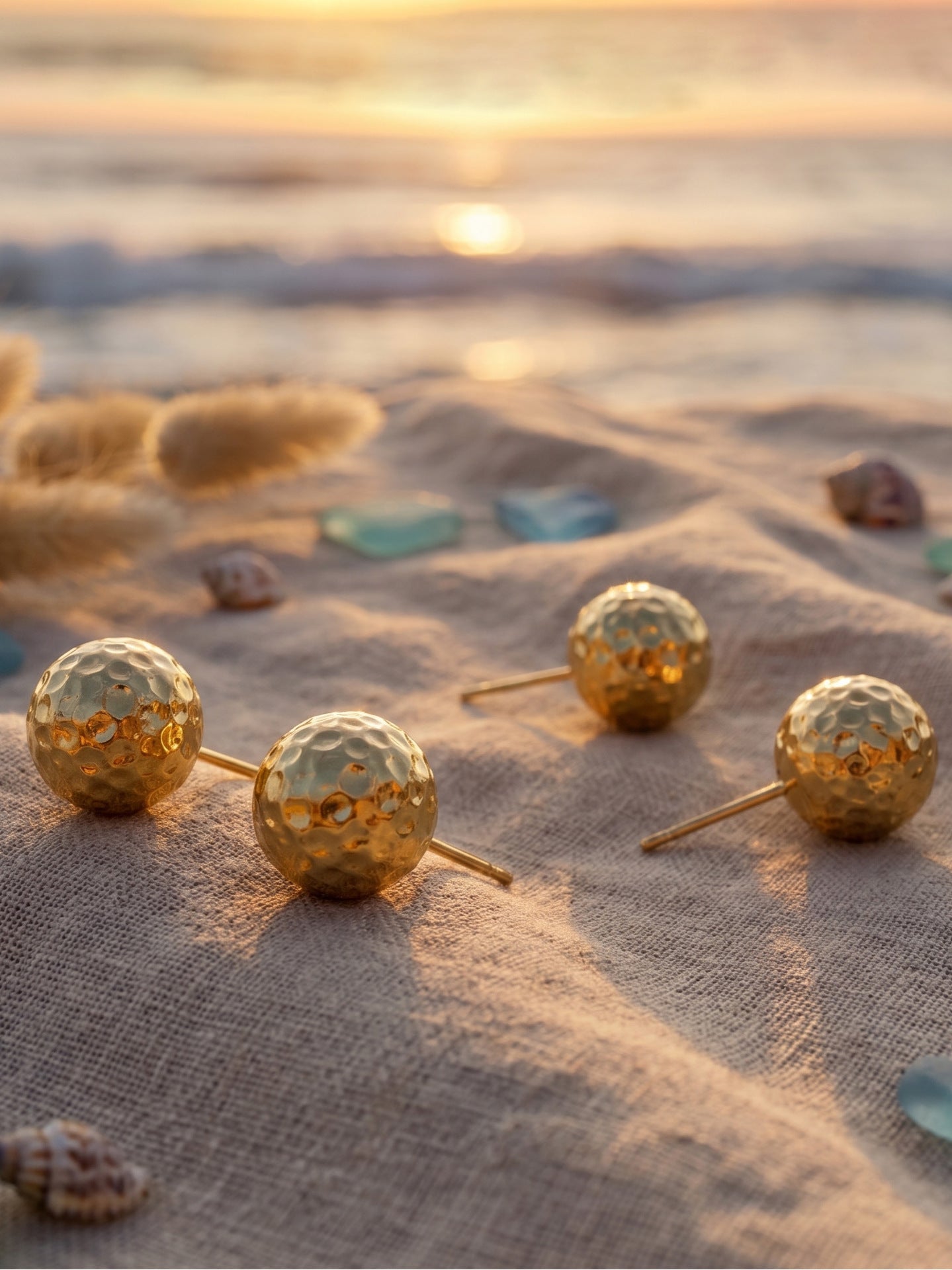 Textured Ball Stud Earrings - Moonix