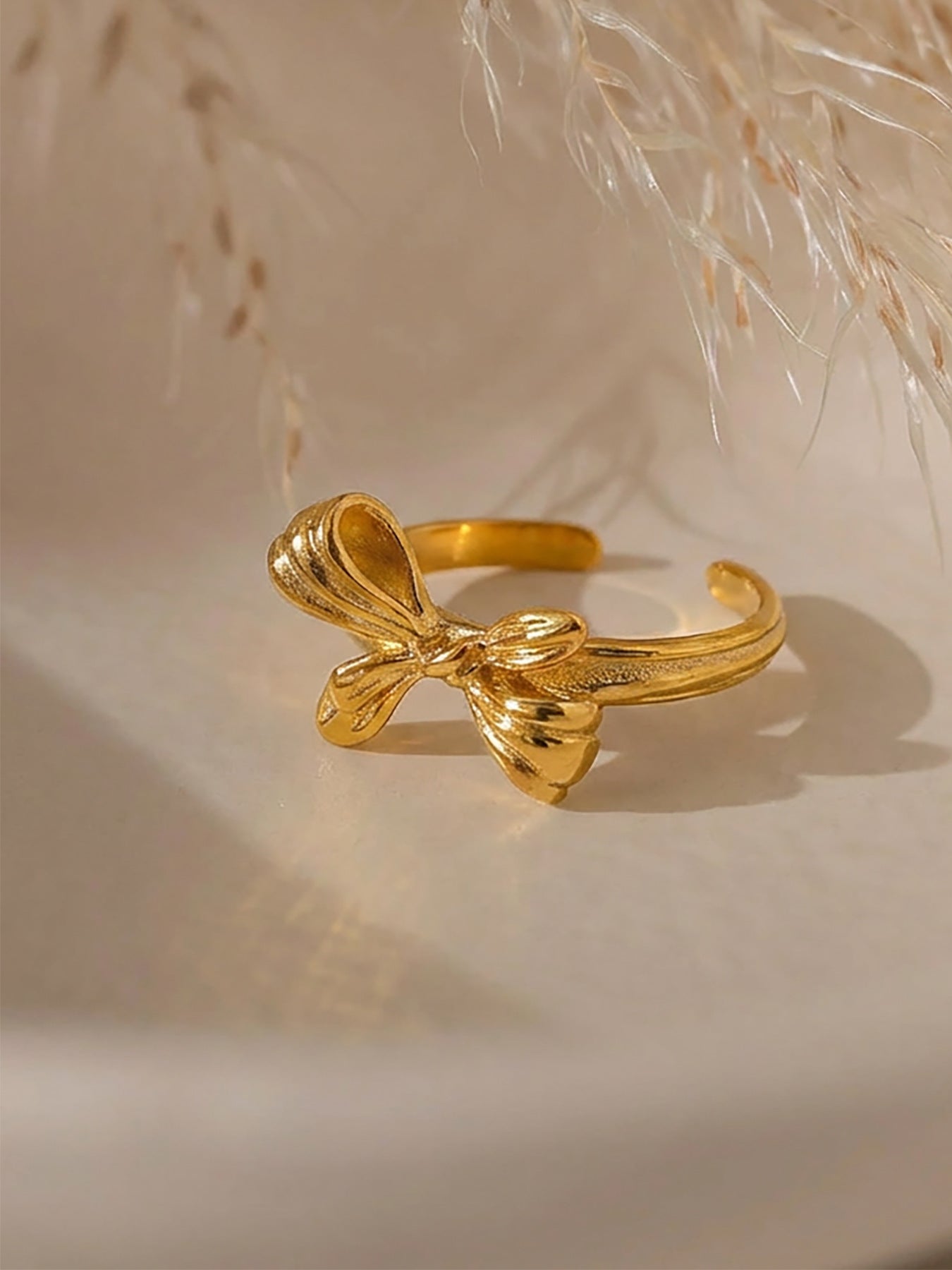 Vintage Bow Open Cuff Ring - Moonix