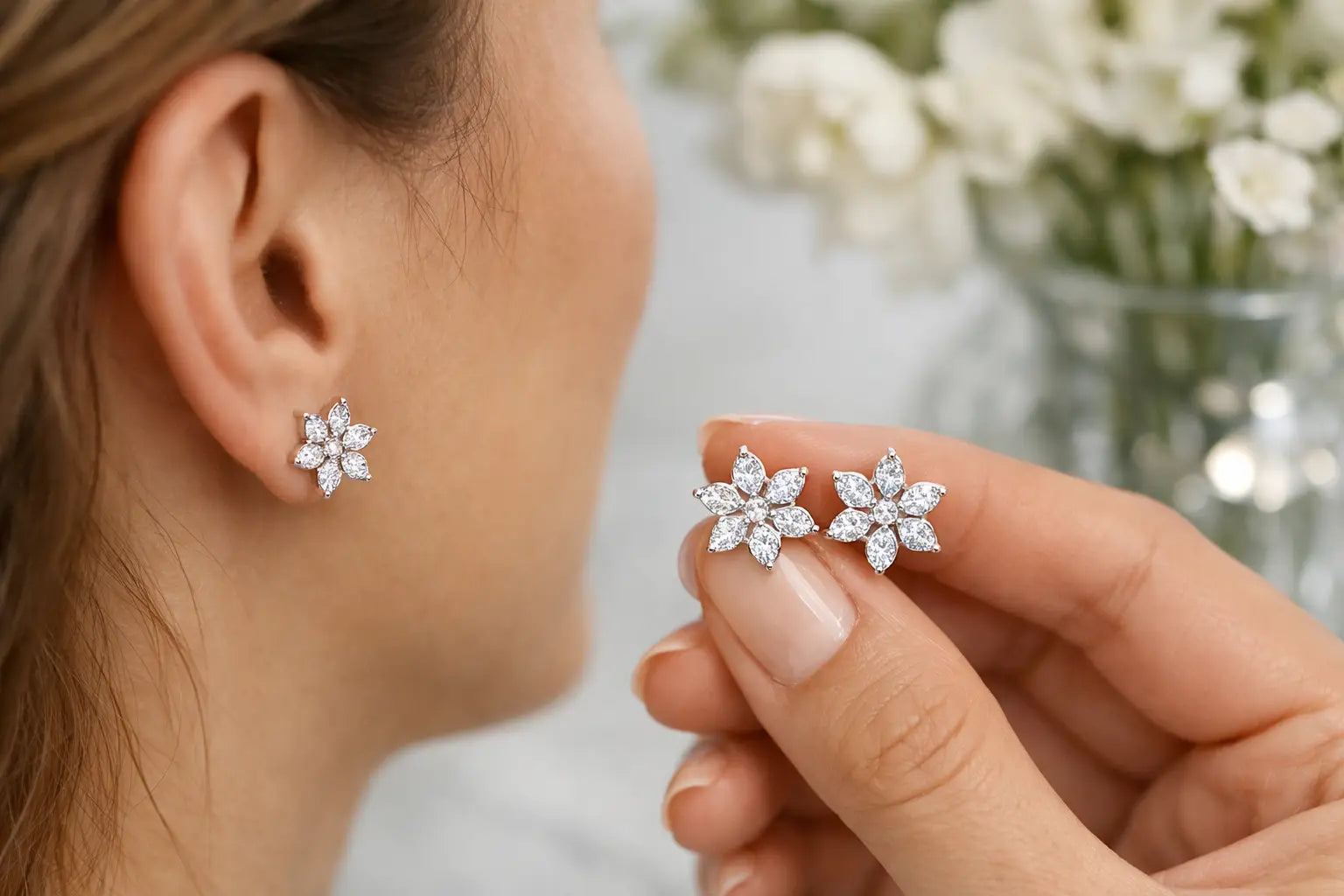 Floral Zircon Earrings for Everyday Shine