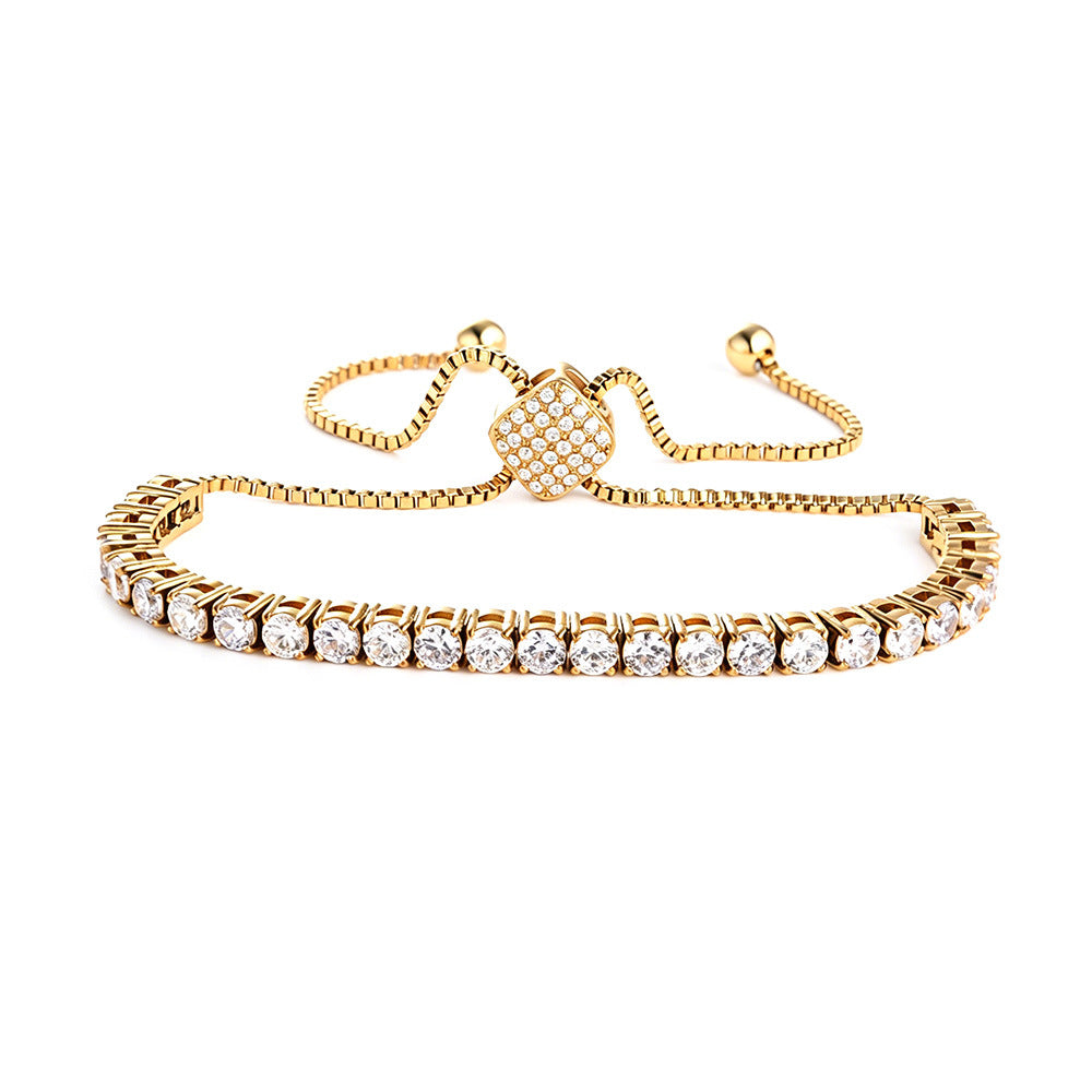 Square Pavé Clasp Adjustable Tennis Bracelet