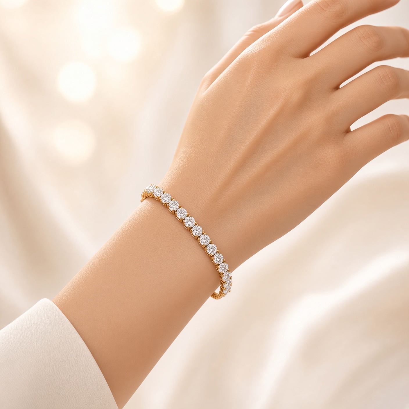 Square Pavé Clasp Adjustable Tennis Bracelet