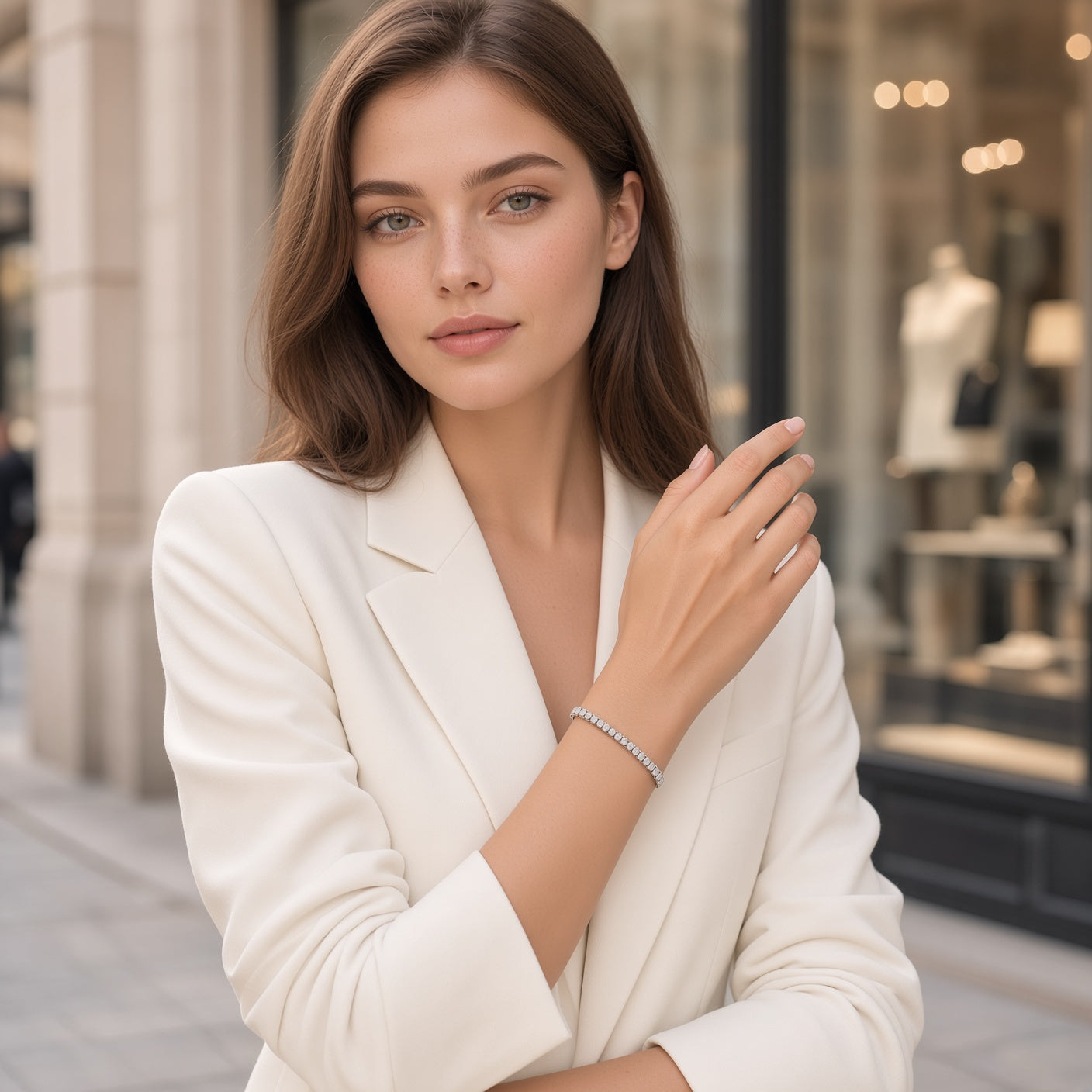 Square Pavé Clasp Adjustable Tennis Bracelet