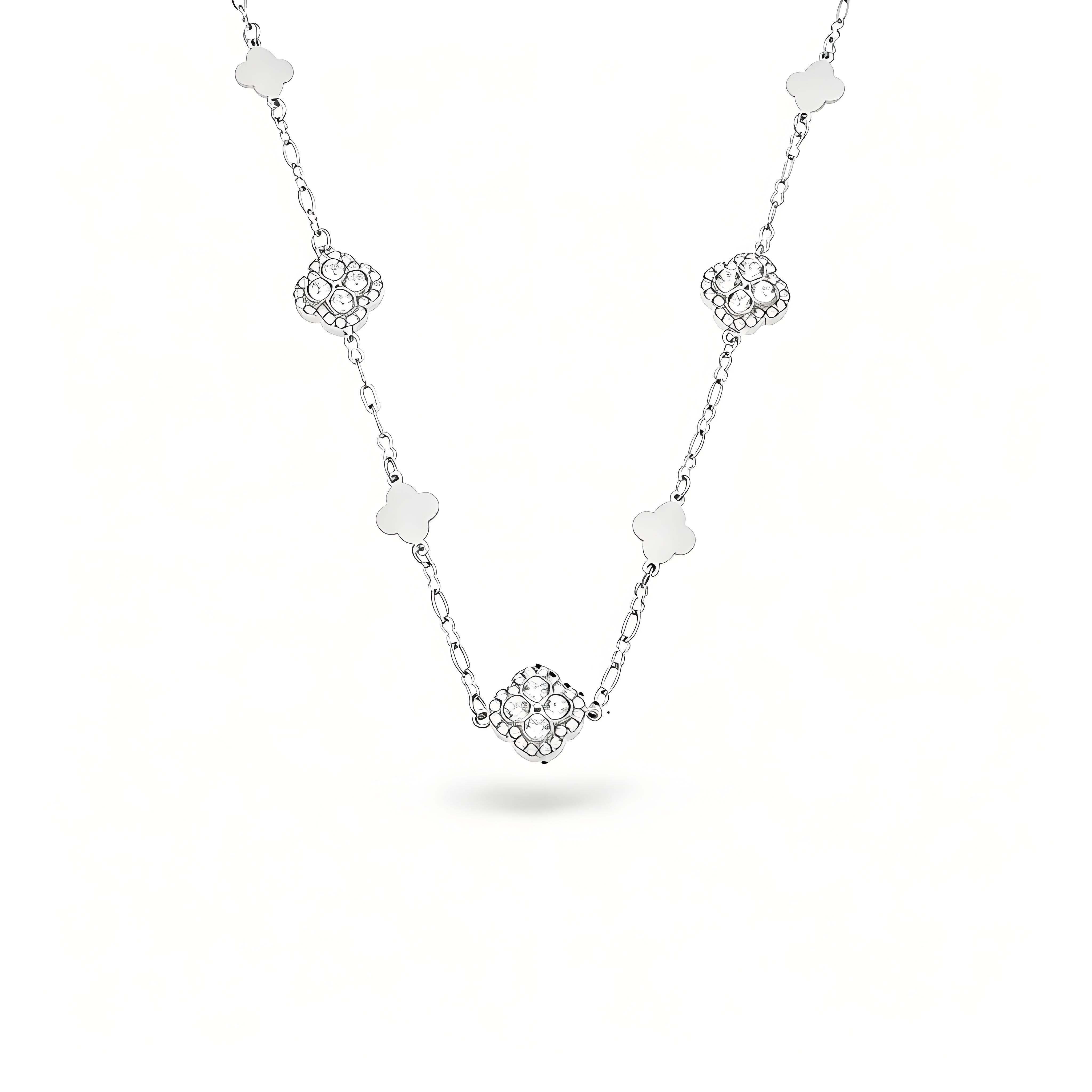Vintage Pave Clover Necklace