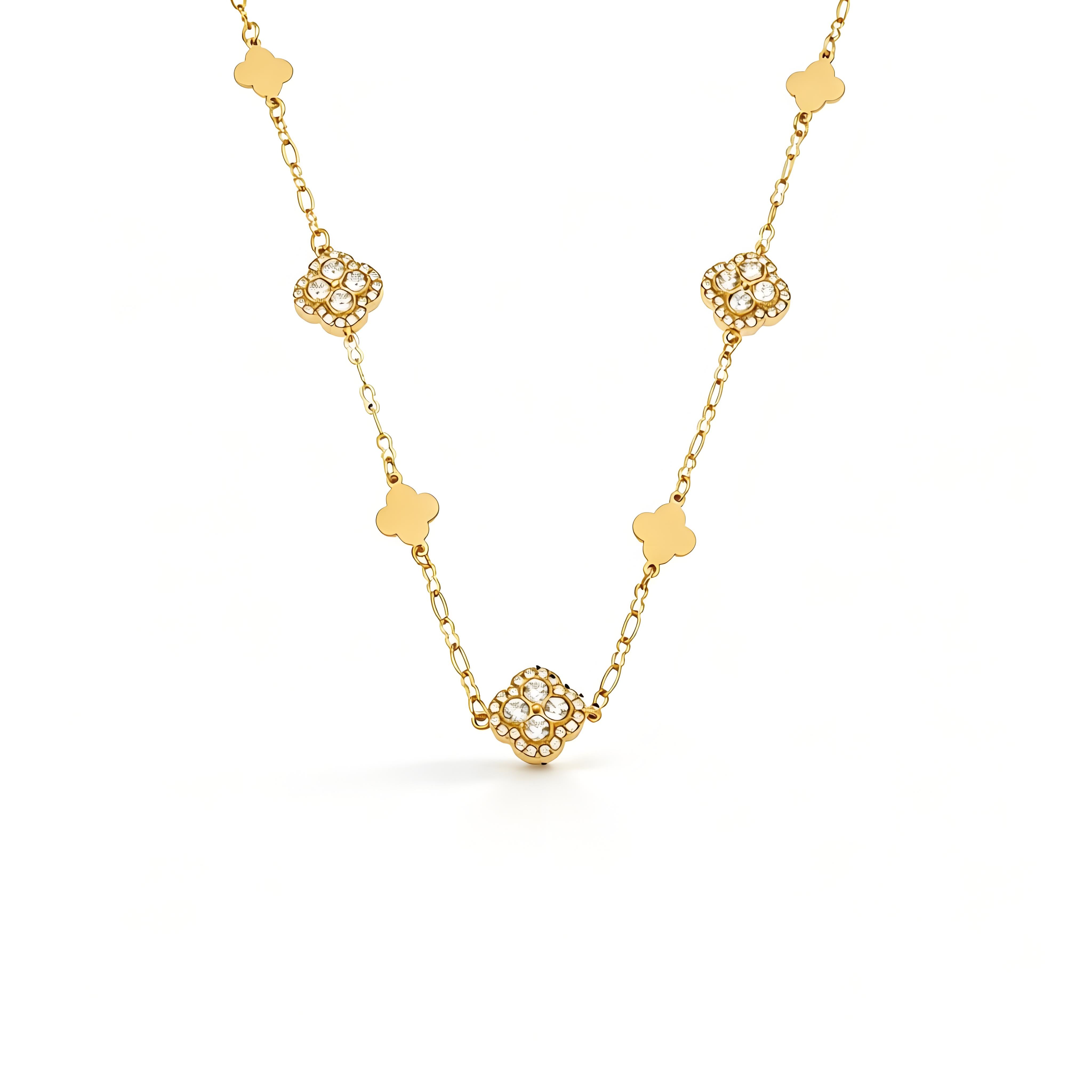 Vintage Pave Clover Necklace