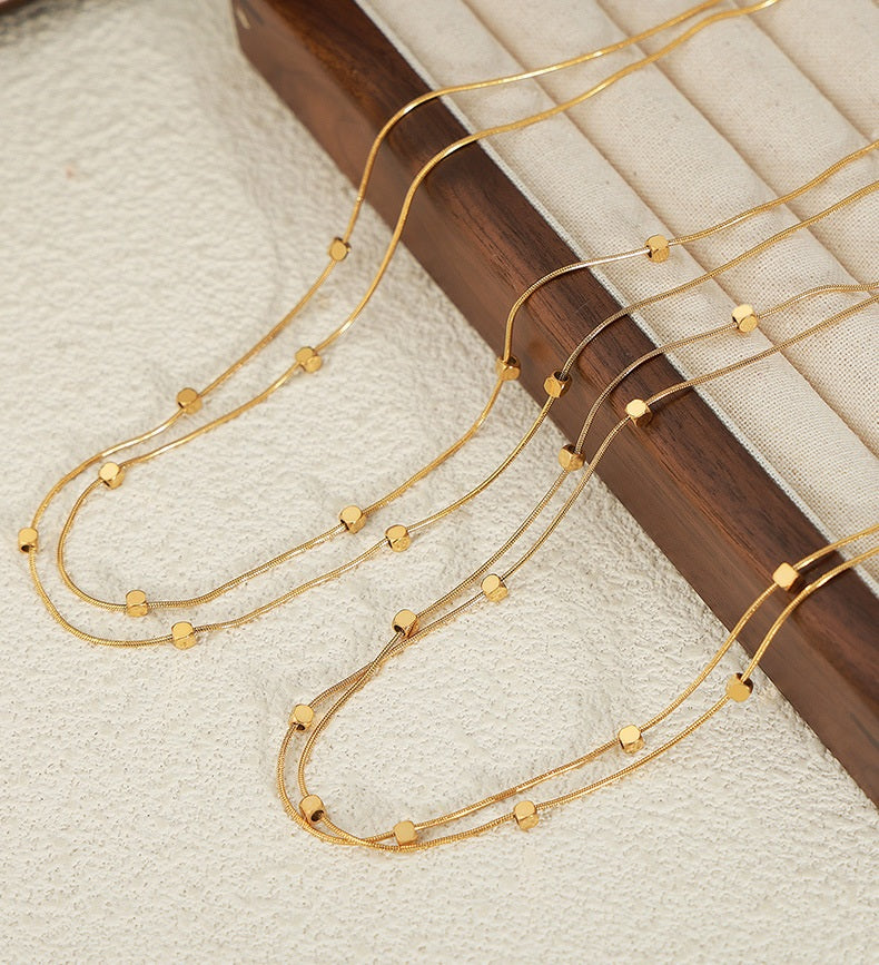 Mini Cube Double Layer Necklace