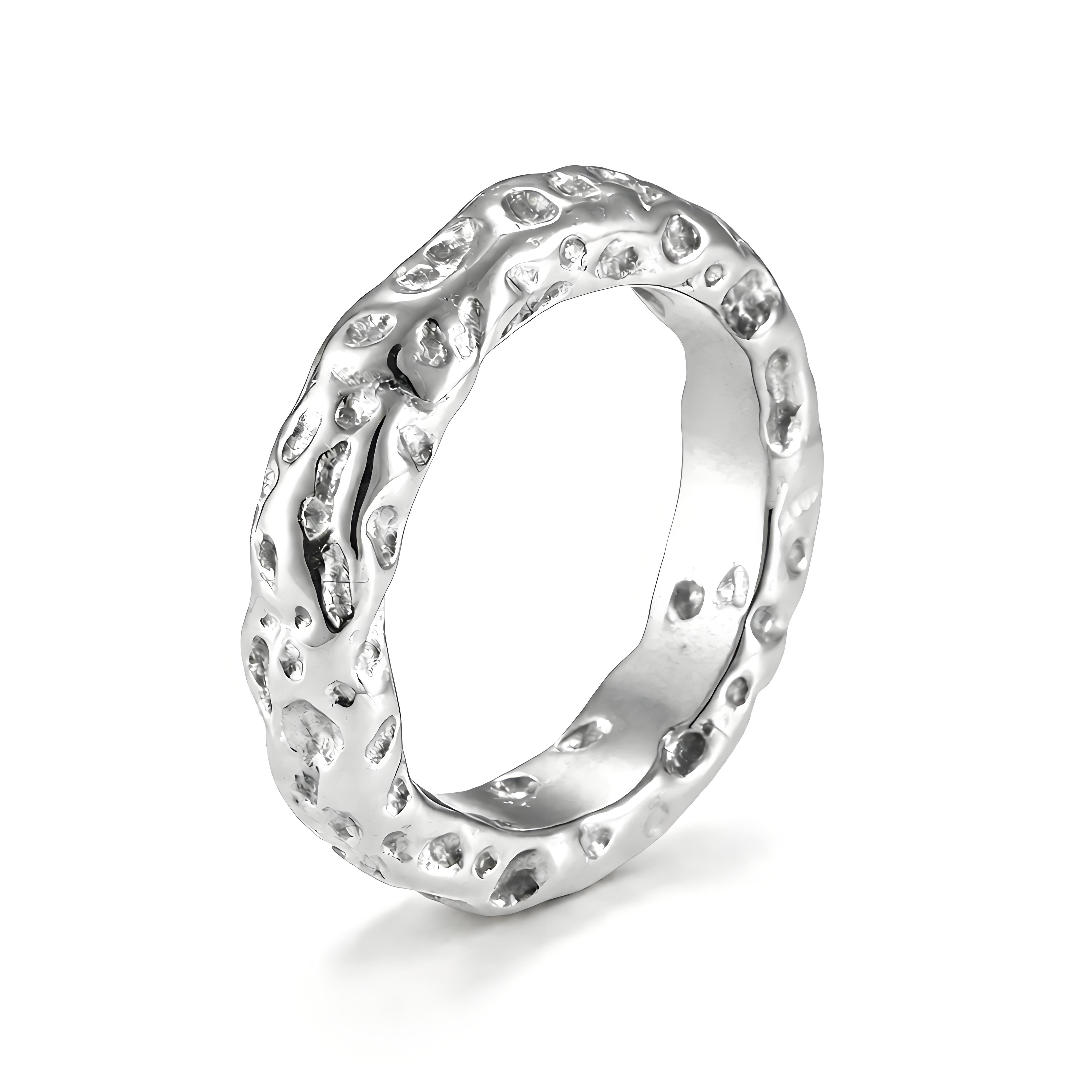Hammered Crater Band Ring