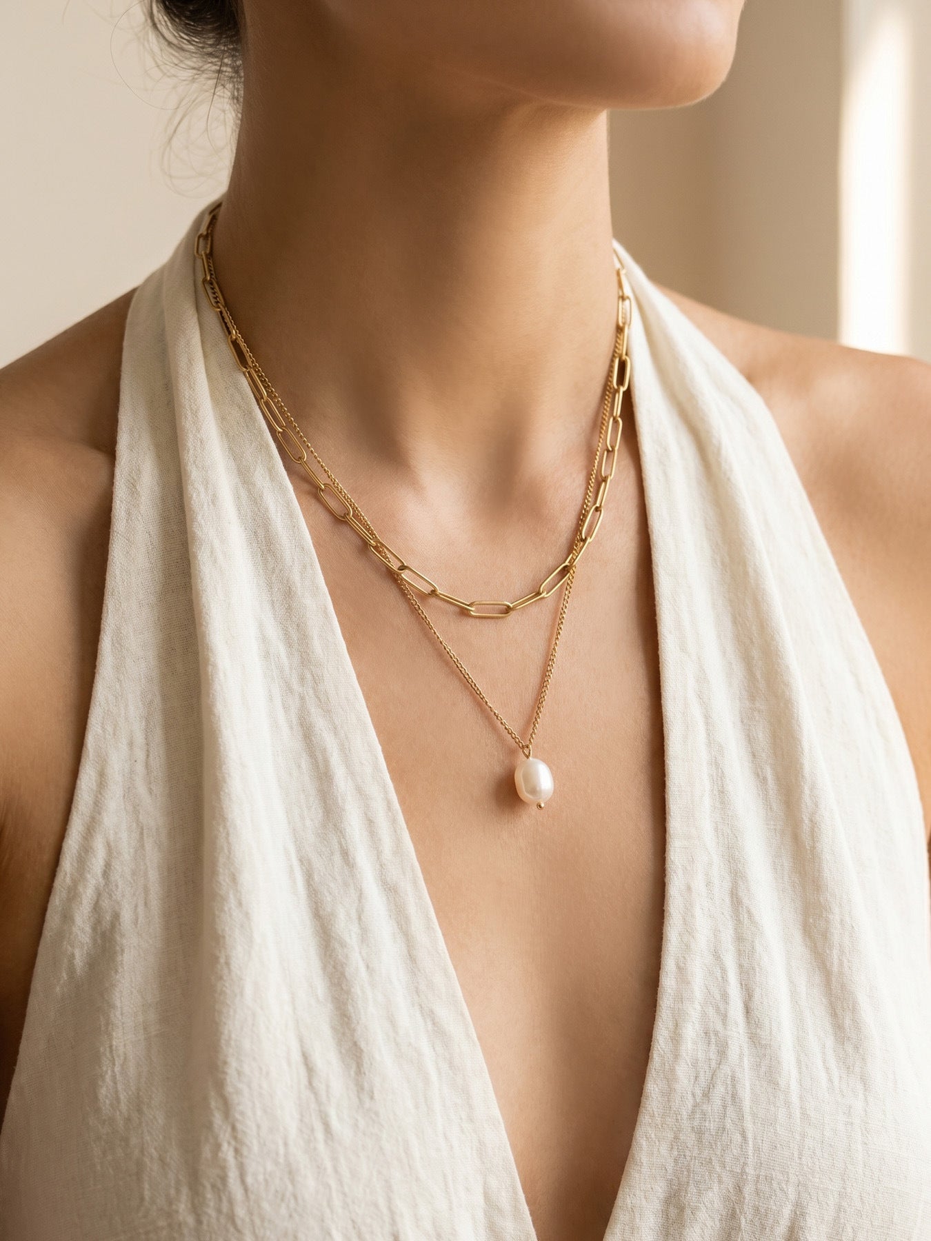 Aura Stack Pearl Necklace - Moonix