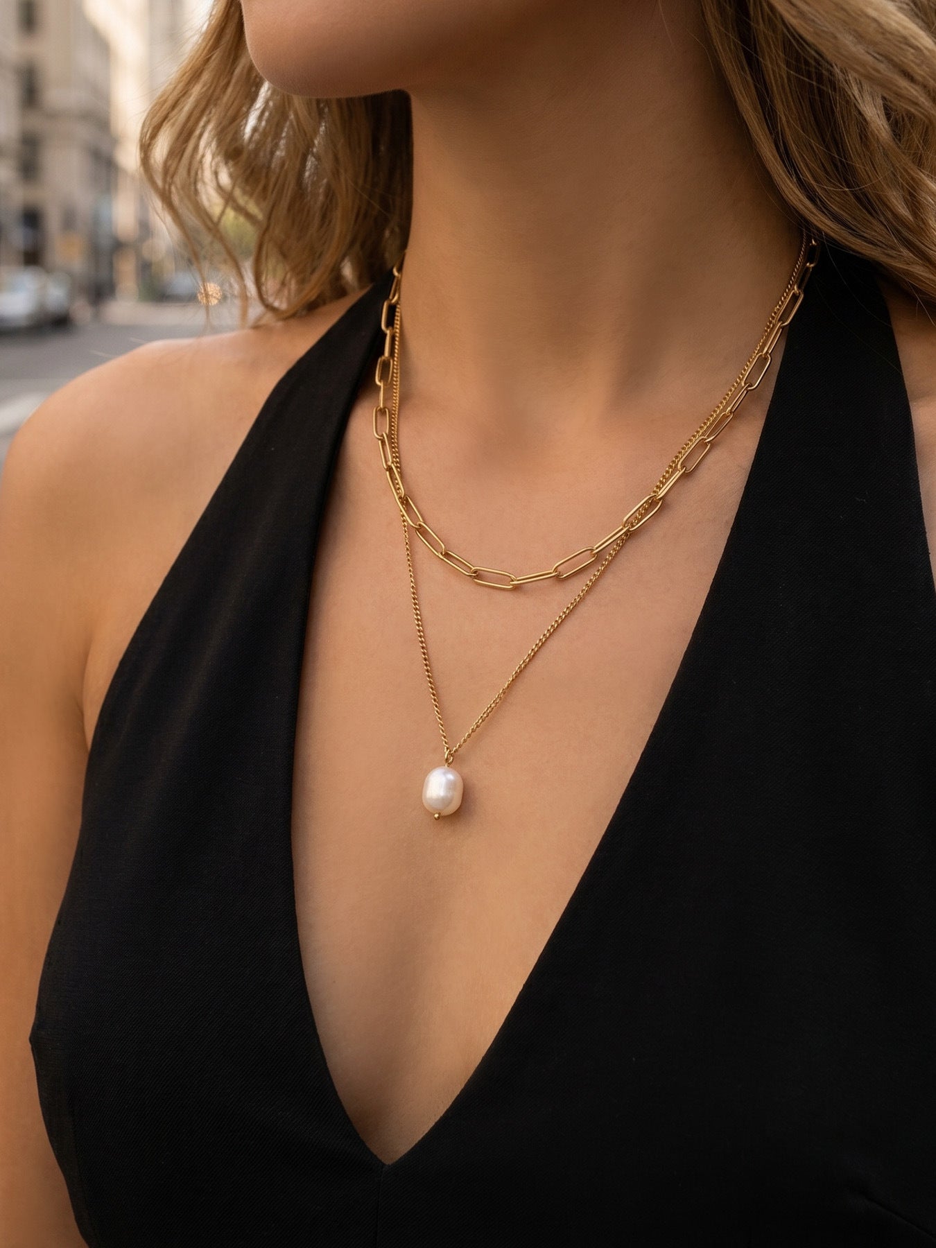 Aura Stack Pearl Necklace - Moonix