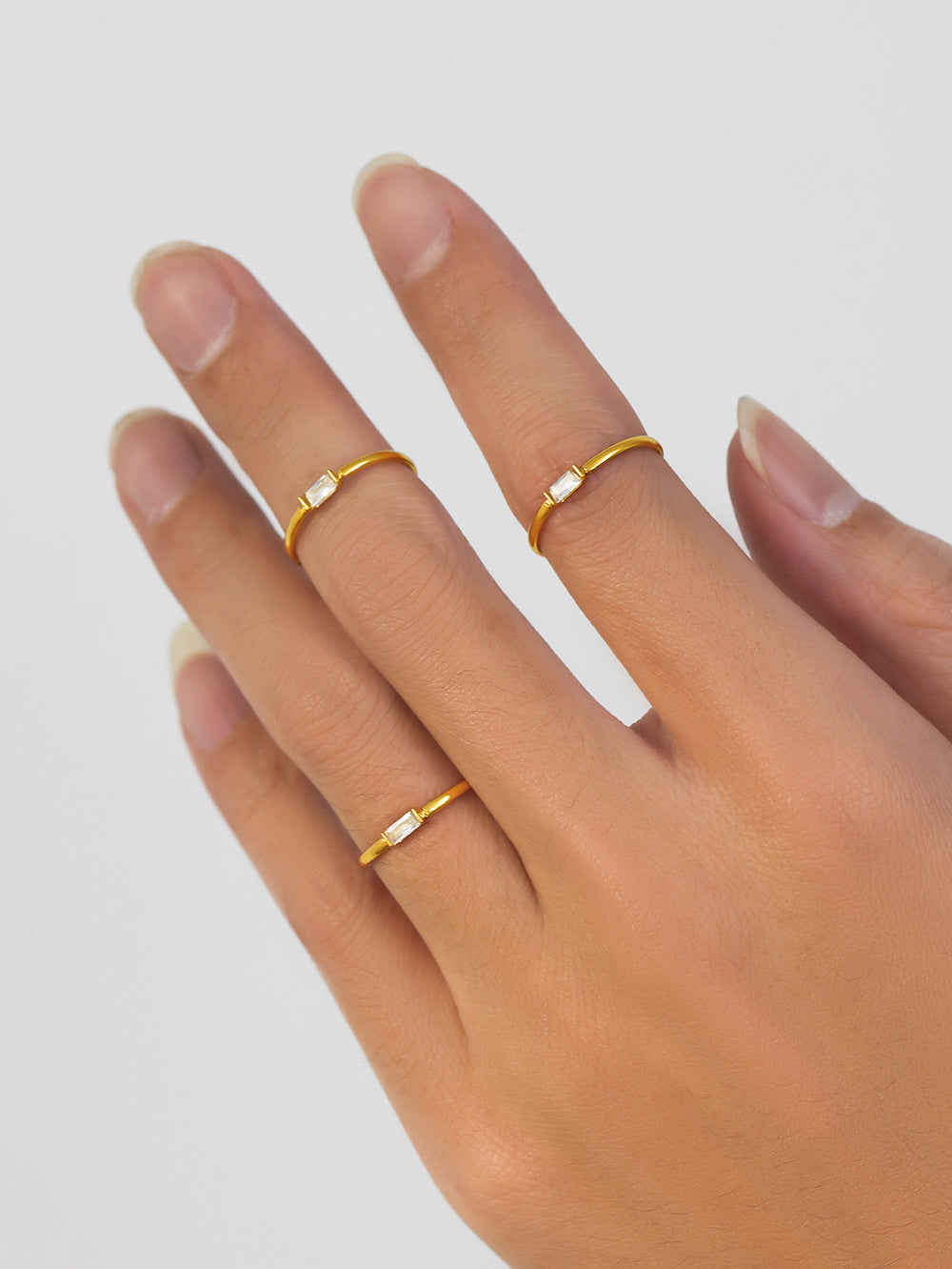 Baguette Zircon Stacking Ring - Moonix