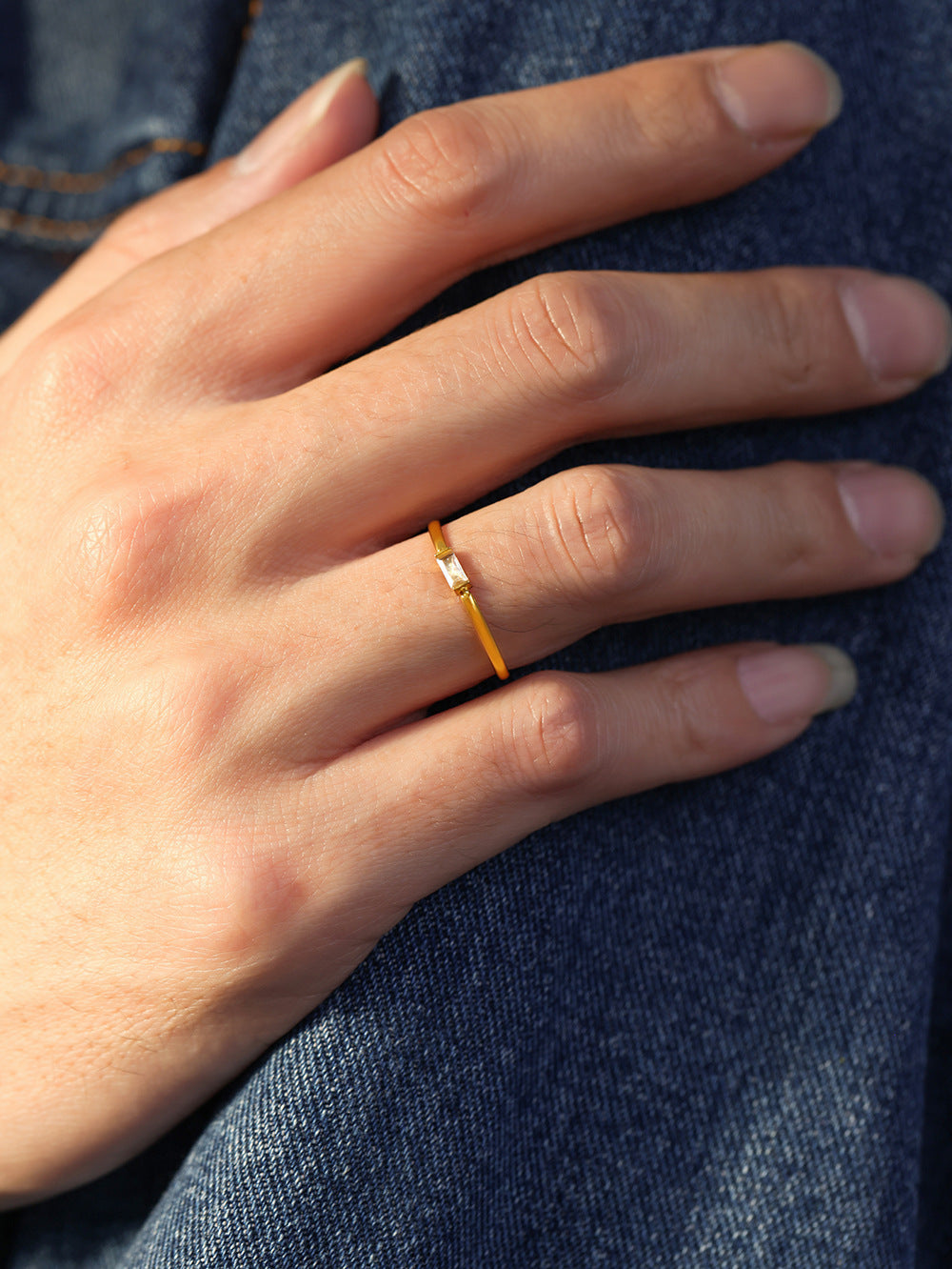 Baguette Zircon Stacking Ring - Moonix