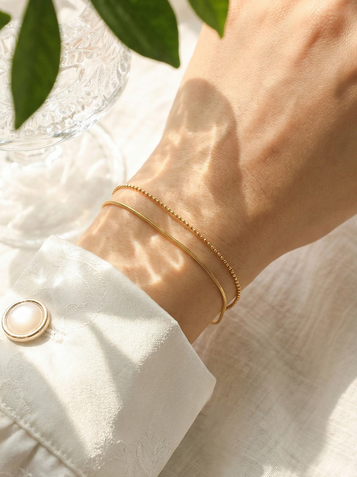 Bead & Snake Chain Bracelet - Moonix