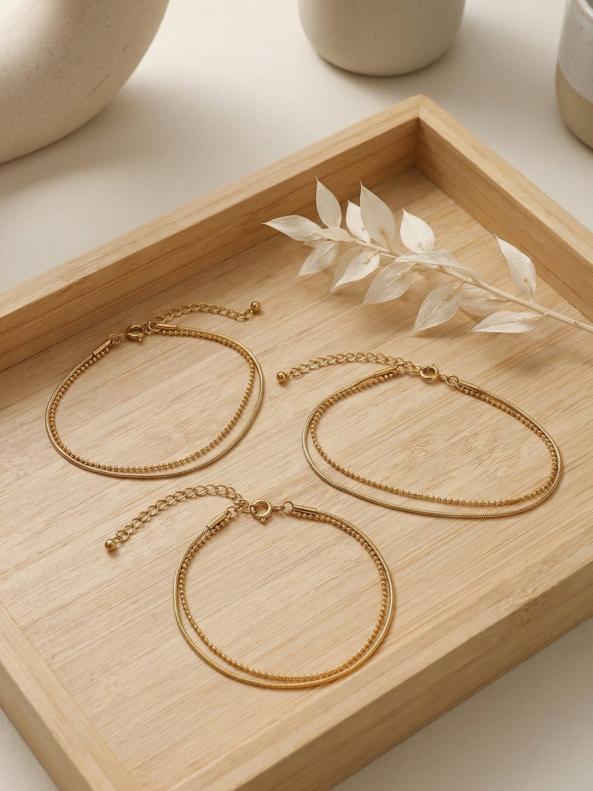 Bead & Snake Chain Bracelet - Moonix
