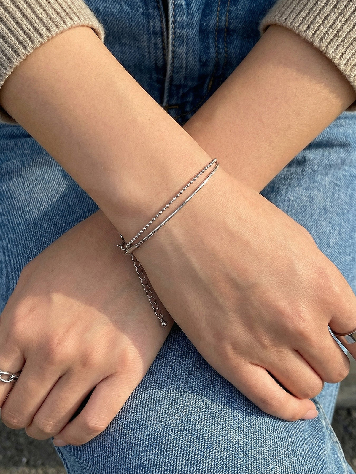 Bead & Snake Chain Bracelet - Moonix