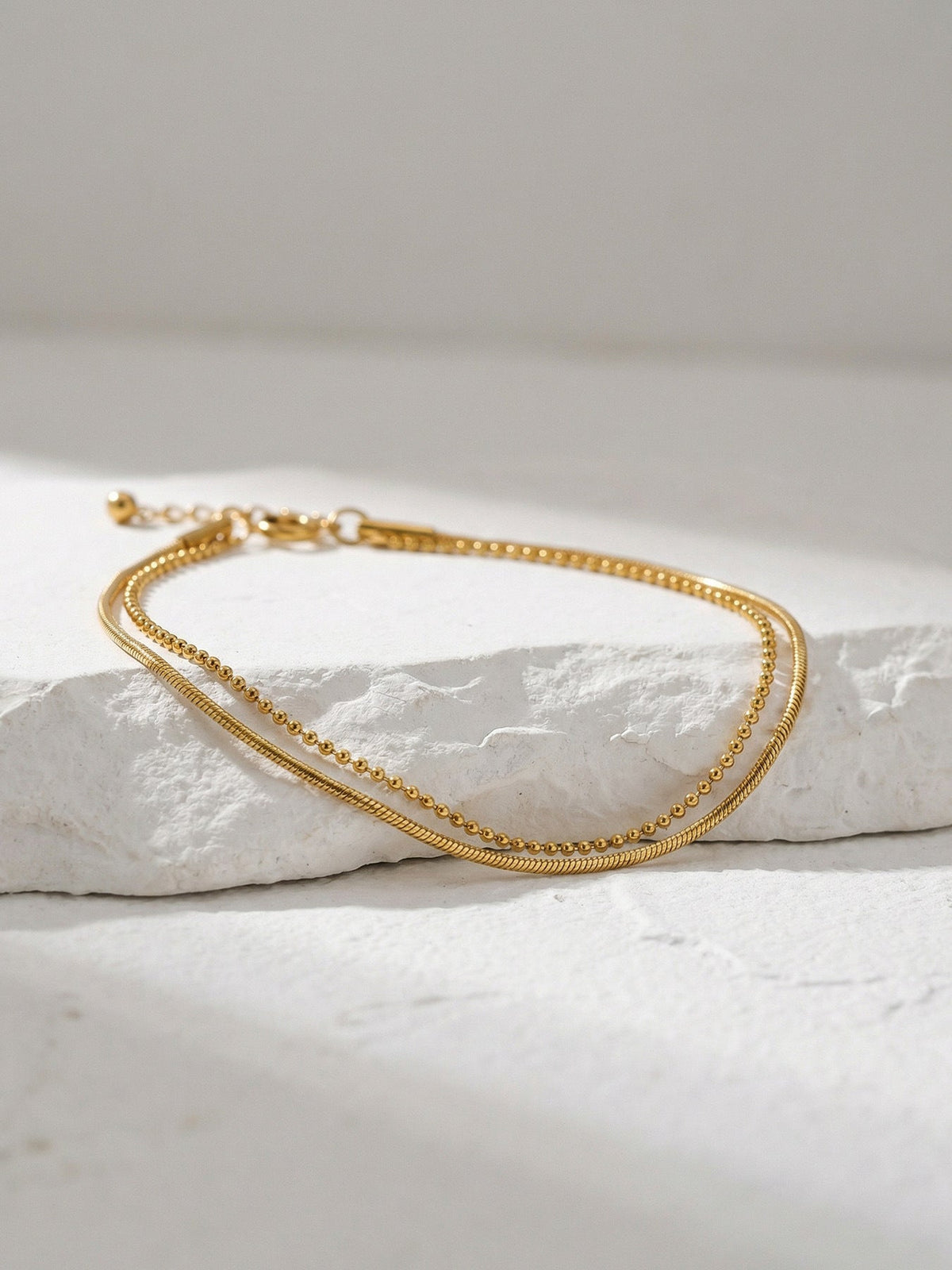 Bead & Snake Chain Bracelet - Moonix